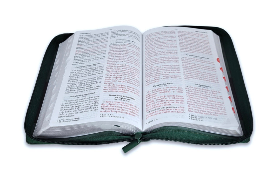 Biblia Letra Grande 12pts Con Cierre/Index RV1960 Verde/Marron Árbol