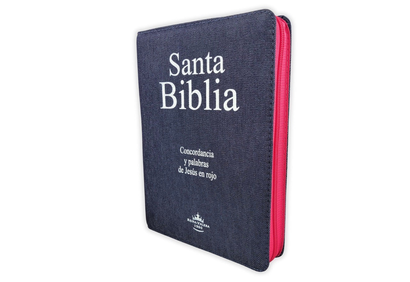 Biblia Jean Letra Gigante 14 puntos con cierre RV1960 tela jean - fucsia