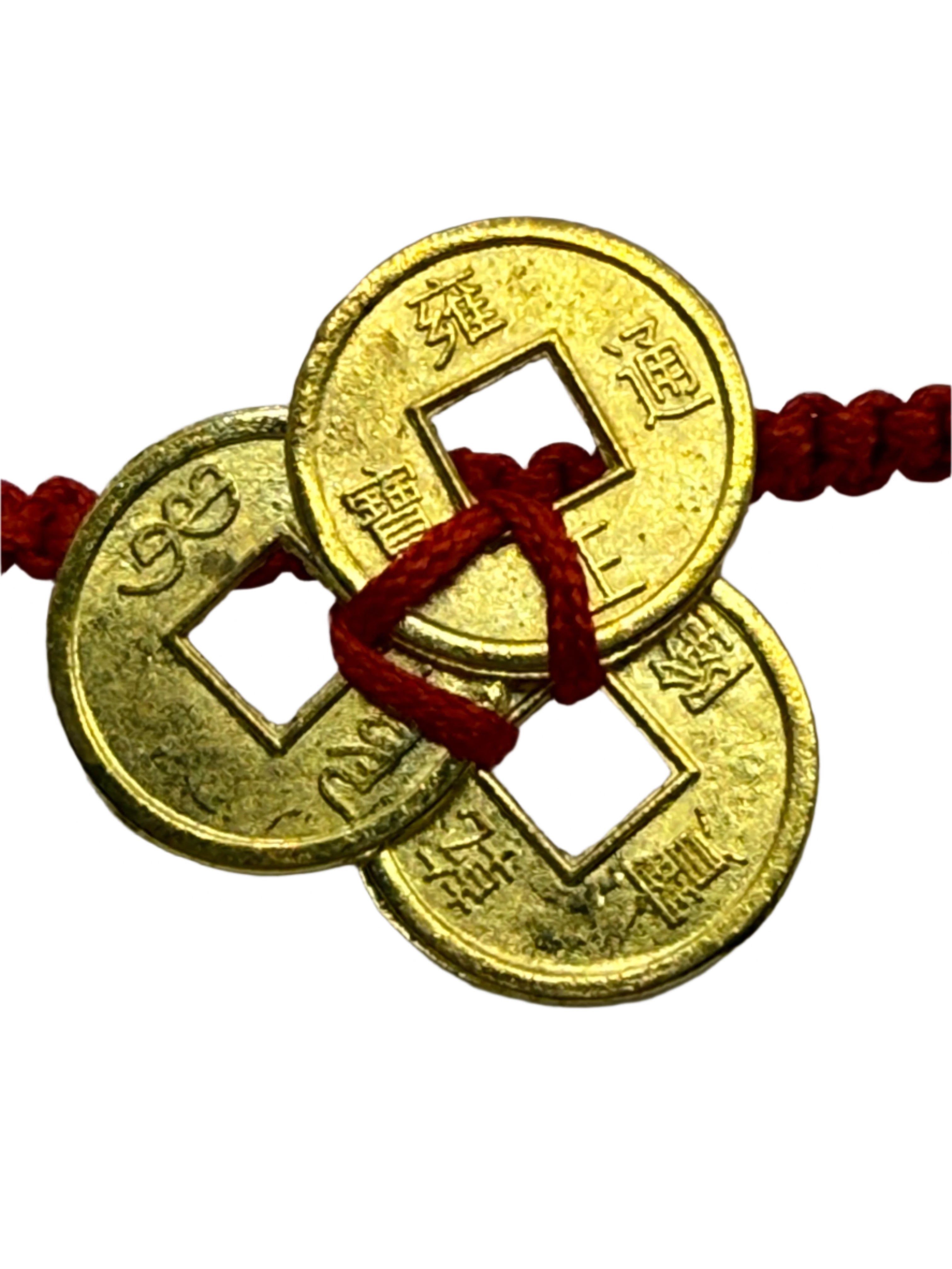 Chinese Wealth Lucky Coins Red String Bracelet