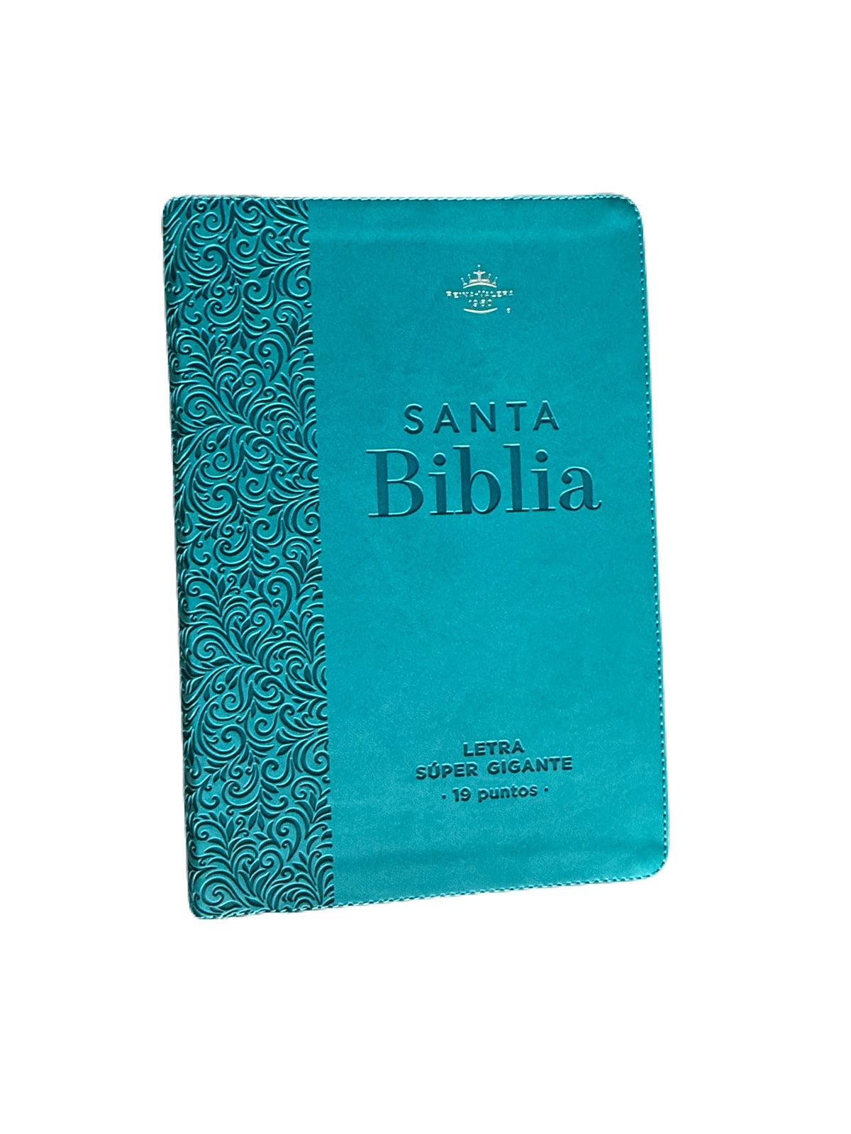Biblia Letra Súper Gigante 19Pts Con Index Turquesa Floral RV1960