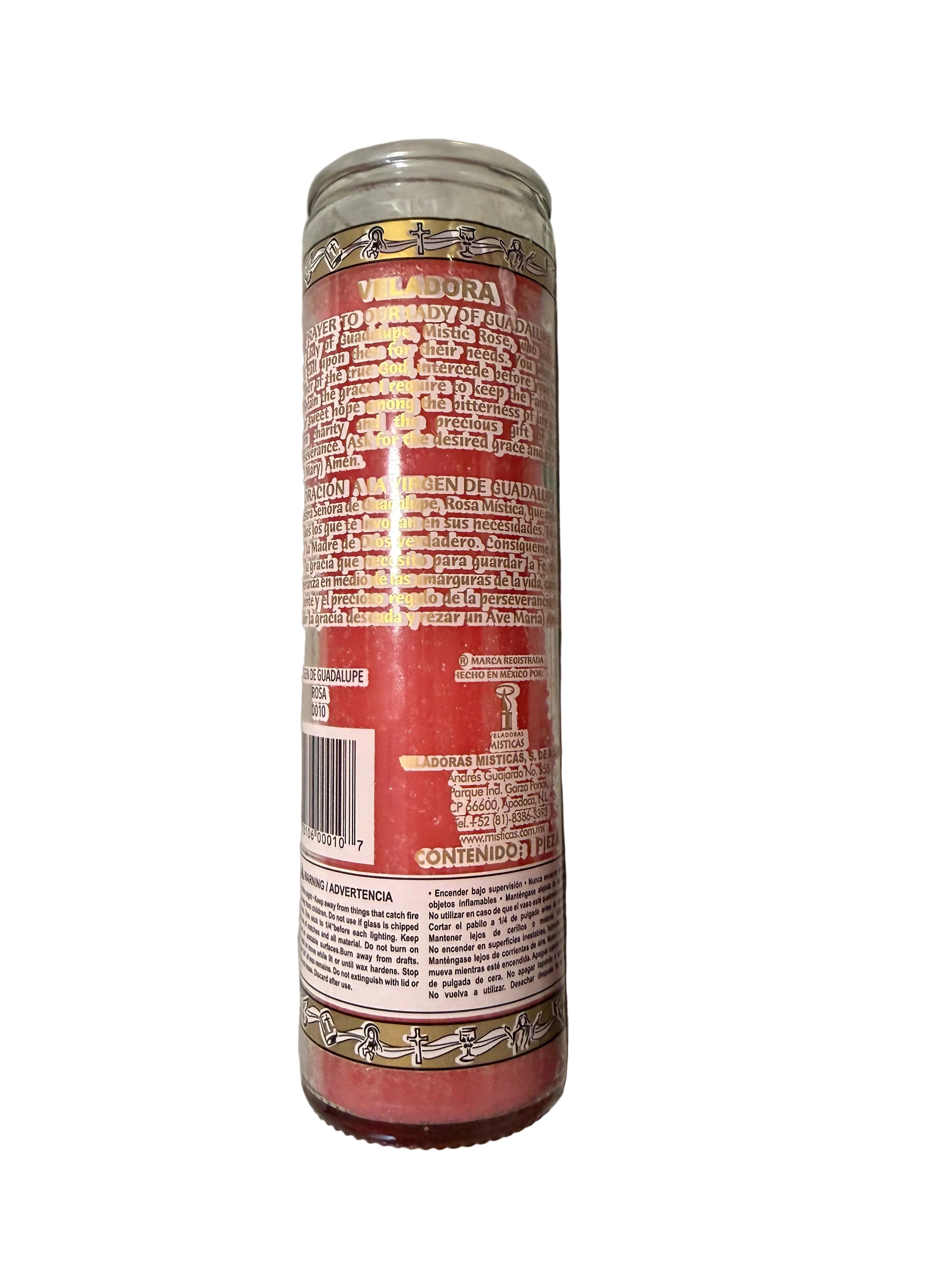 Veladoras Devocionales BRILUX —Virgen de Guadalupe | Importadas de México / BRILUX Devotional Prayer Candles – Virgen de Guadalupe | Imported from Mexico