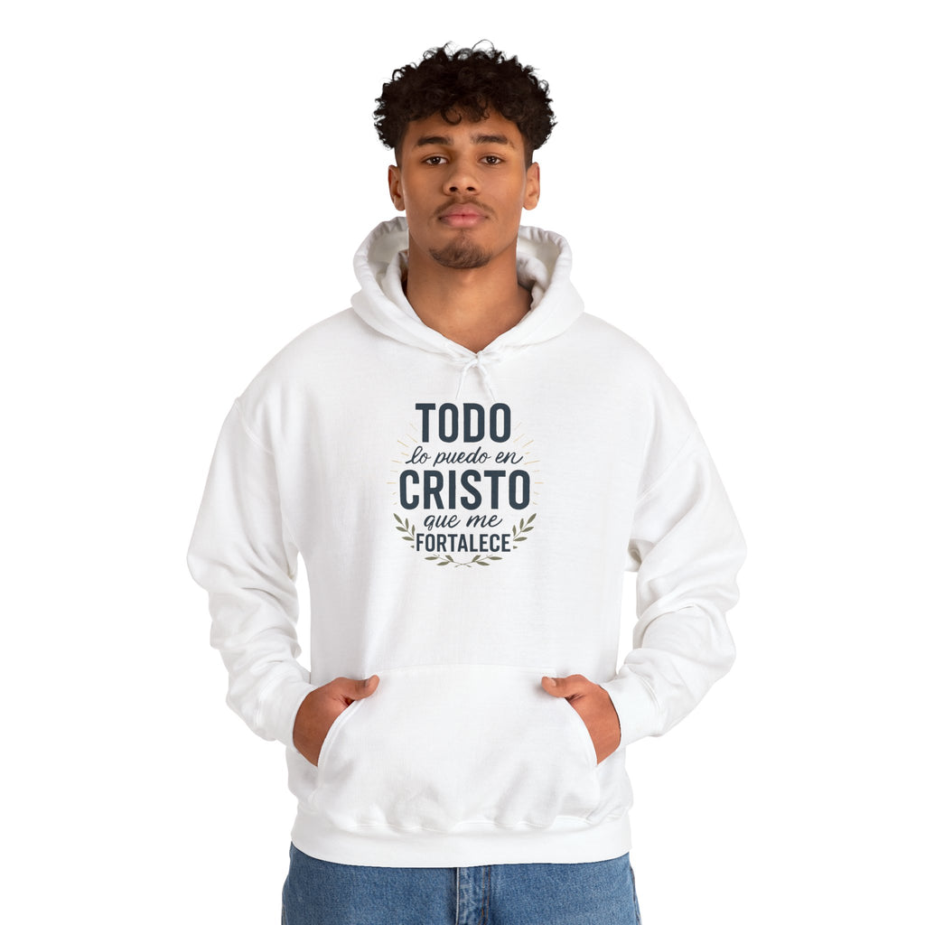 Christian Hoodie - "Todo lo puedo en Cristo" / "Dios te bendiga" Inspirational Spanish Pullover