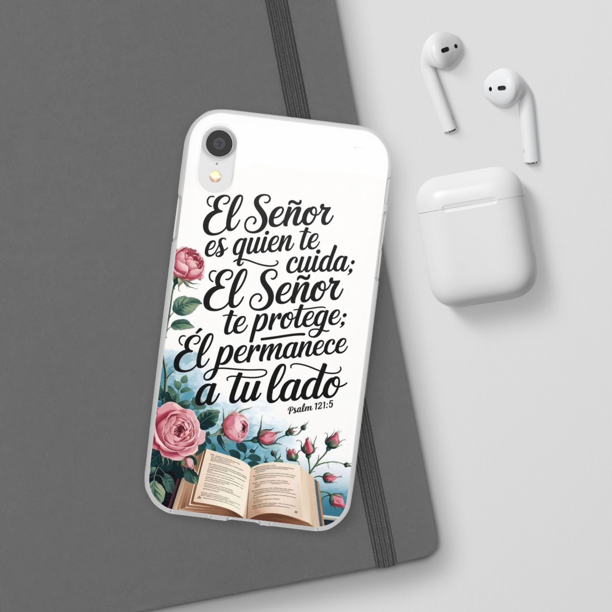 Inspirational Phone Case with Psalm 121:5 Quote, Flexi Case for Protection, Bible Verse Case, Gift for Faith Lovers, Spiritual Décor