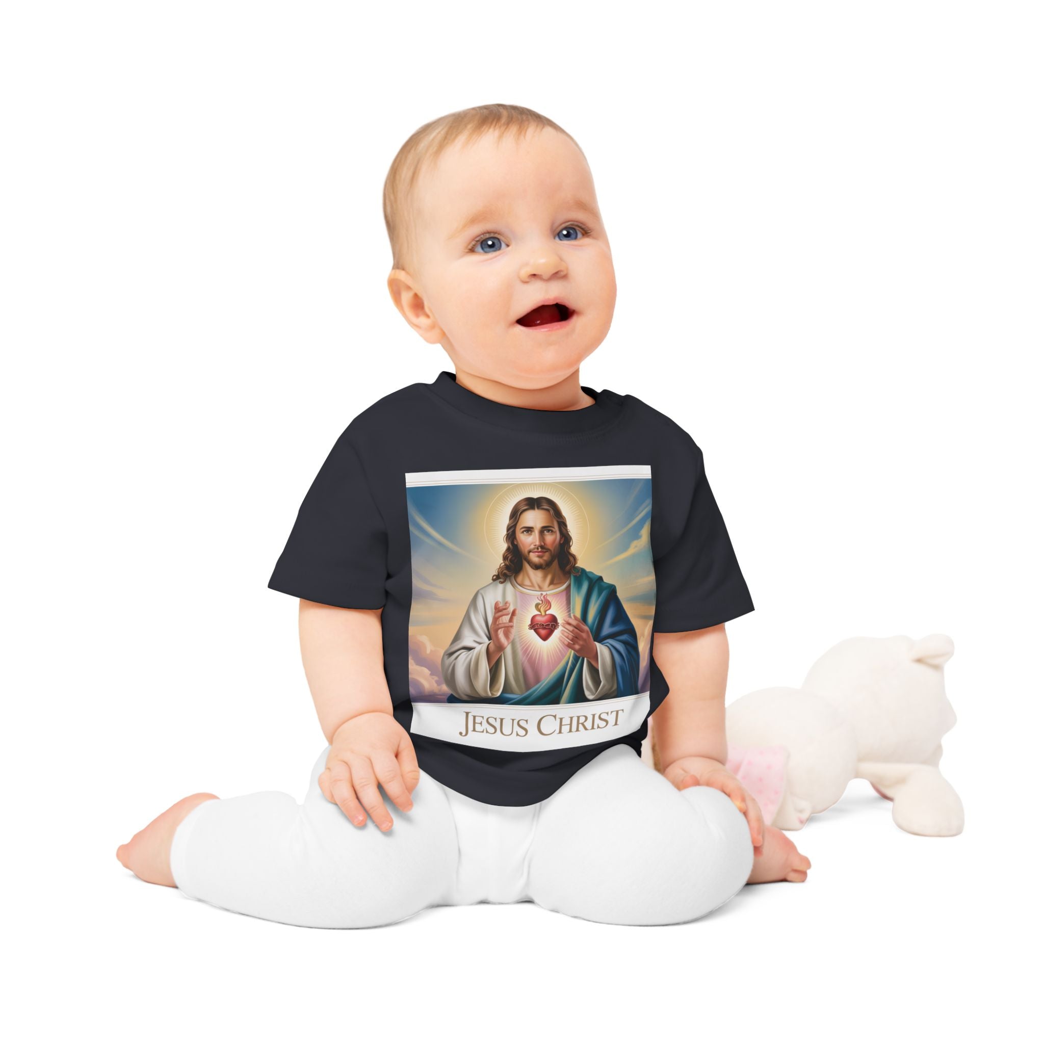 Jesus Christ Baby T-Shirt, Cute Christening Outfit, Infant Religious Apparel, Baby Shower Gift, First Communion Top