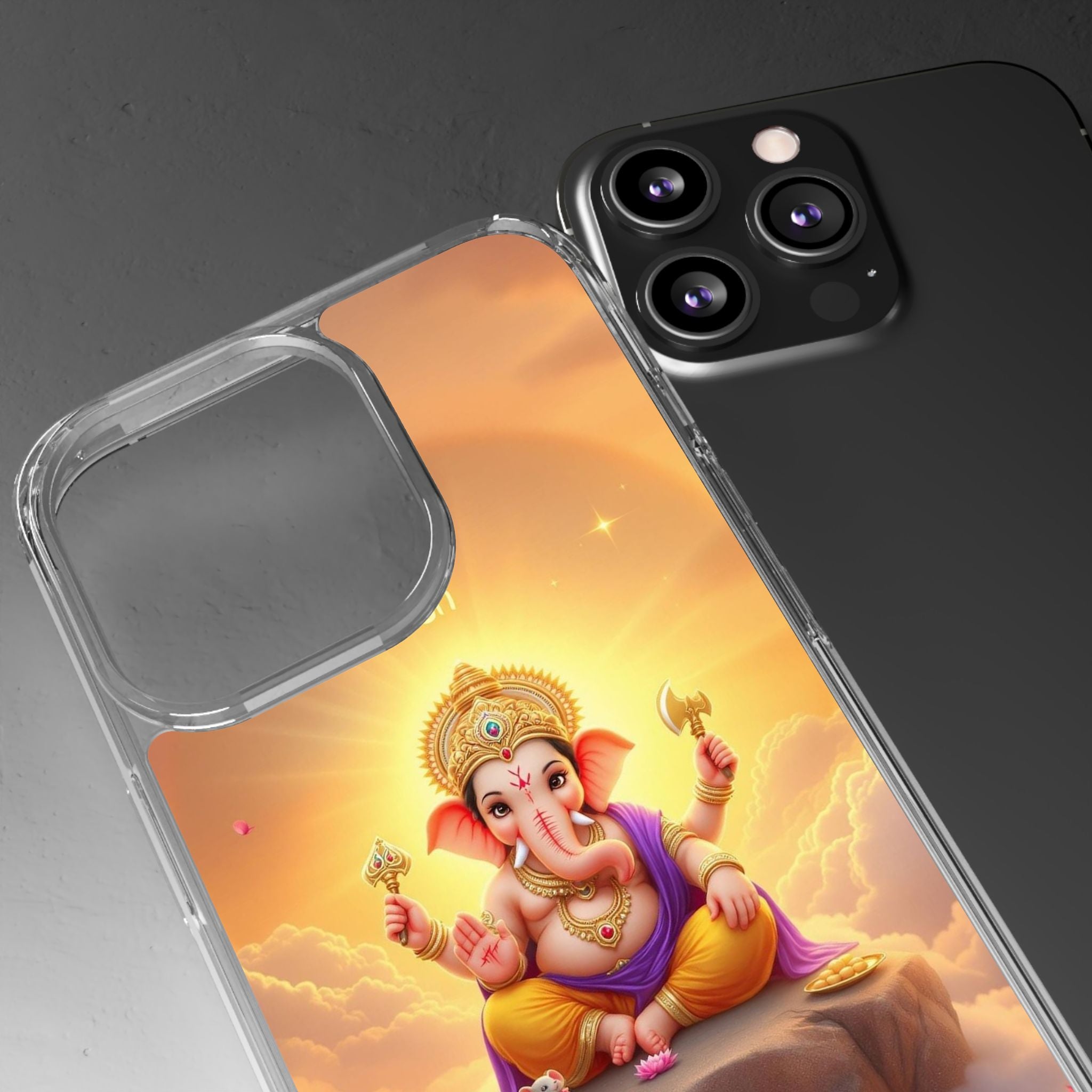 Ganesh Clear Phone Case, Spiritual iPhone Cover, Hindu God Phone Protector, Gift for Her, Boho Phone Accessories
