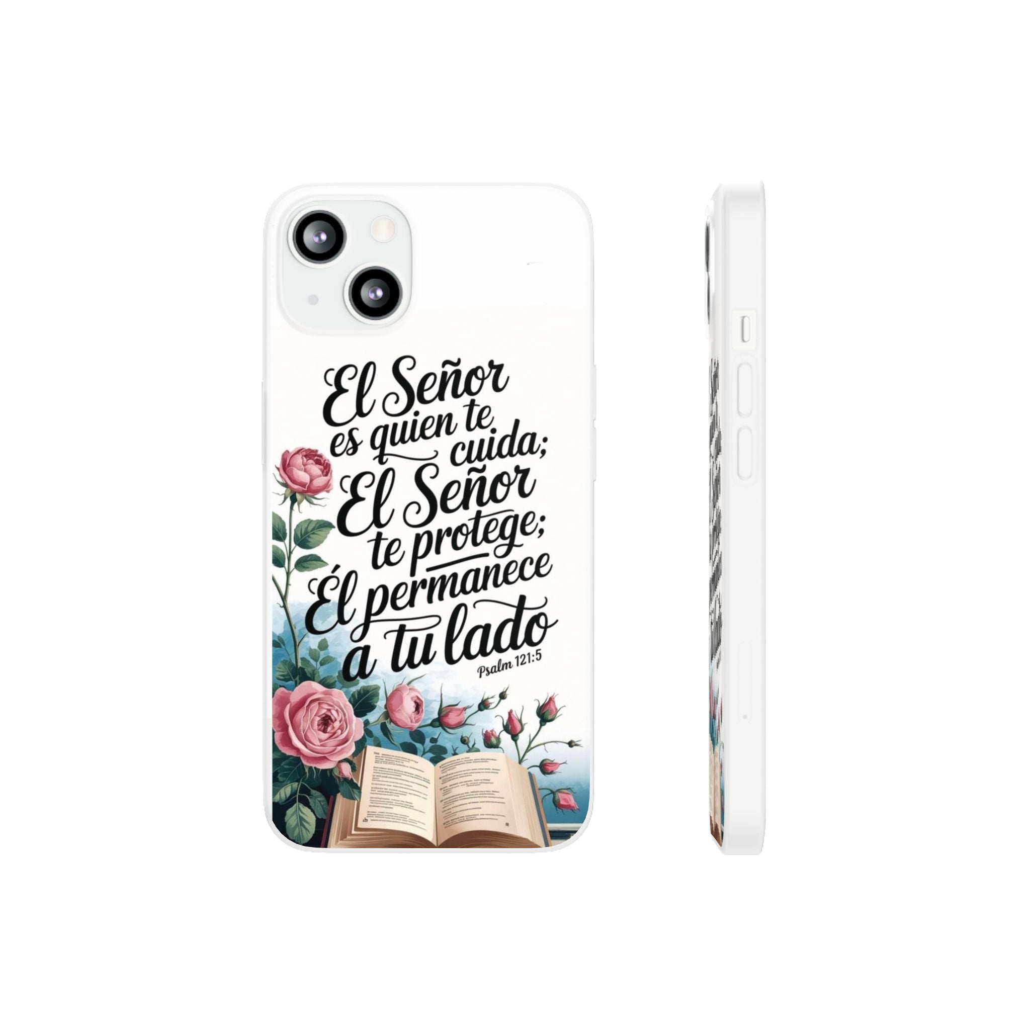Inspirational Phone Case with Psalm 121:5 Quote, Flexi Case for Protection, Bible Verse Case, Gift for Faith Lovers, Spiritual Décor