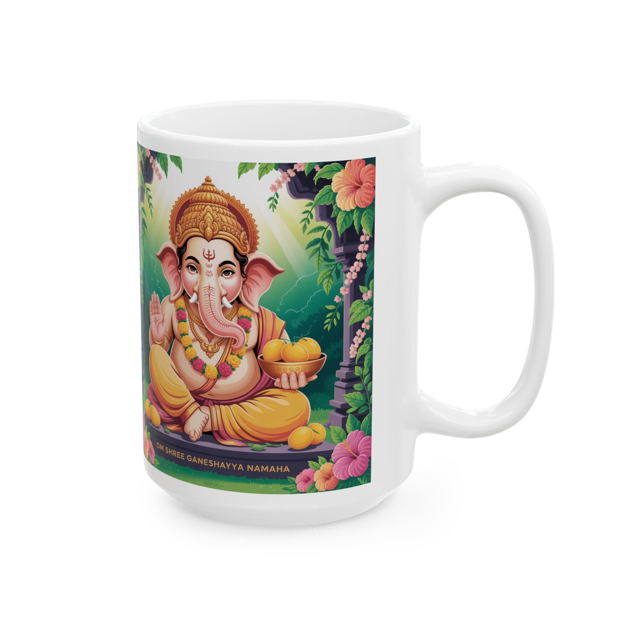 Spiritual Ganesh Ceramic Mug, Meditation Gift, Indian Art Mug, Home Decor, Tea Coffee Cup, Festival Gift Idea