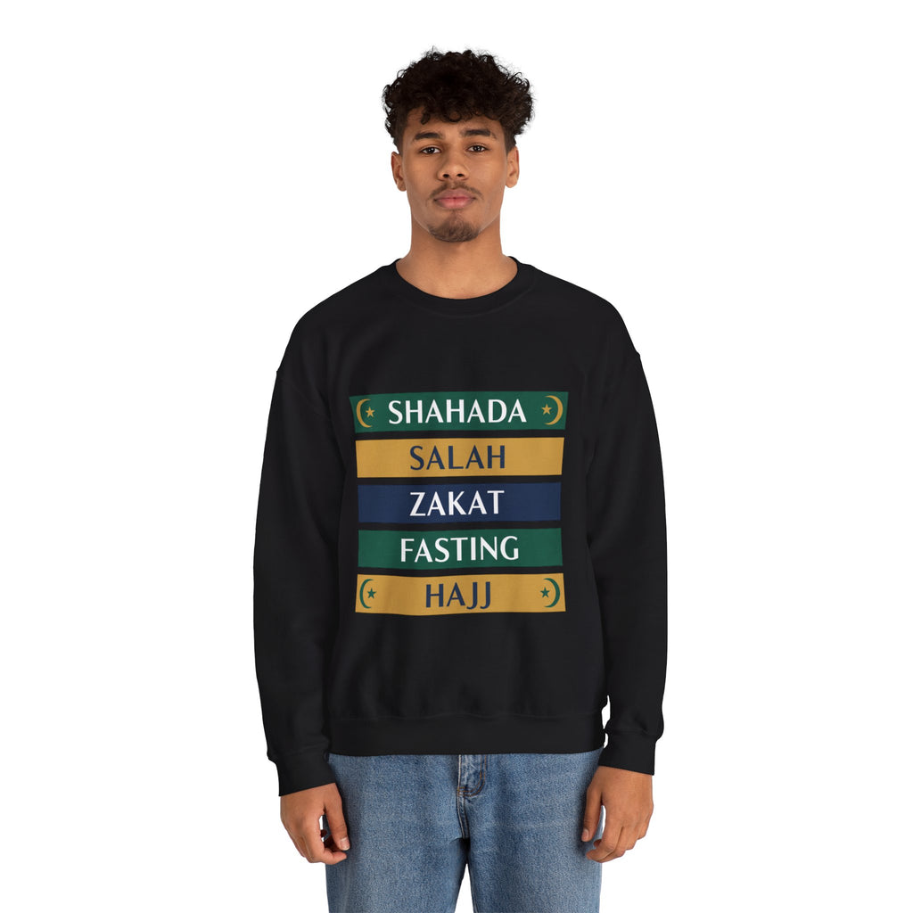 Islamic Pillars Sweatshirt — Shahada, Salah, Zakat, Fasting, Hajj Crewneck