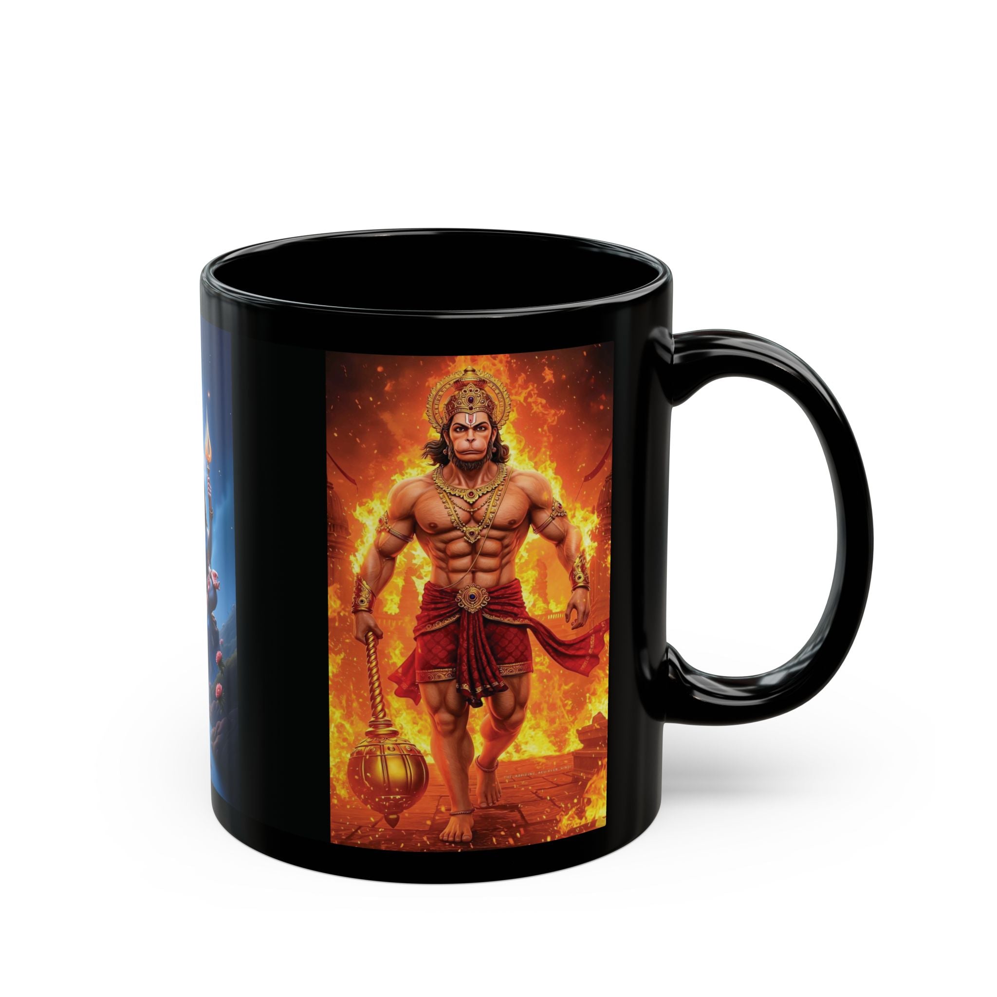 Shiva, Ganesha, Parvati Black Mug with Hindu Deities - Coffee Cup for Devotees, Gift for Diwali, Meditation, Yoga, and Daily Inspiration