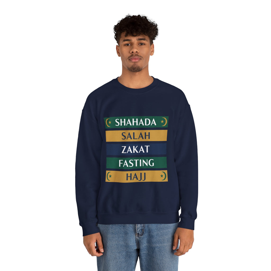 Islamic Pillars Sweatshirt — Shahada, Salah, Zakat, Fasting, Hajj Crewneck