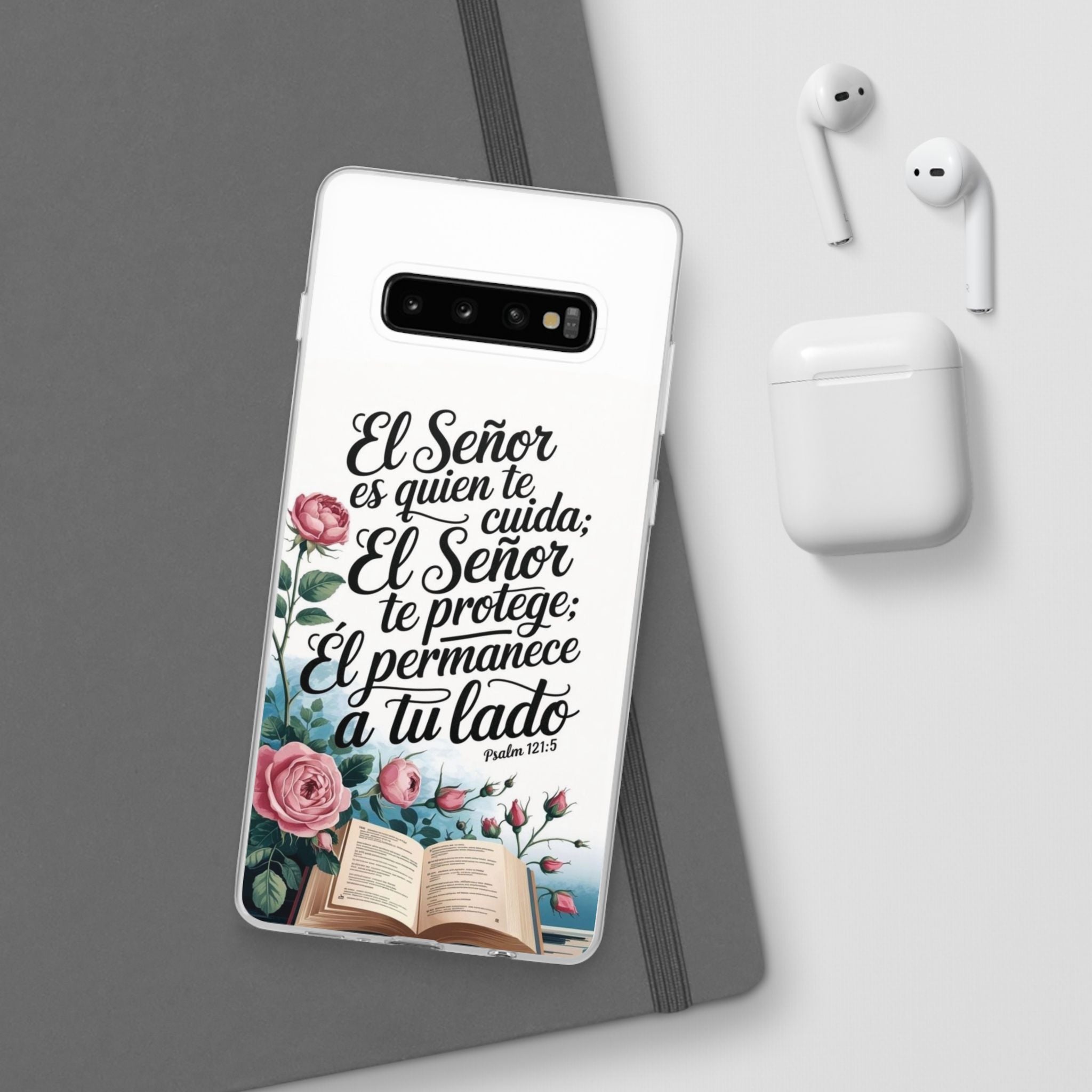 Inspirational Phone Case with Psalm 121:5 Quote, Flexi Case for Protection, Bible Verse Case, Gift for Faith Lovers, Spiritual Décor