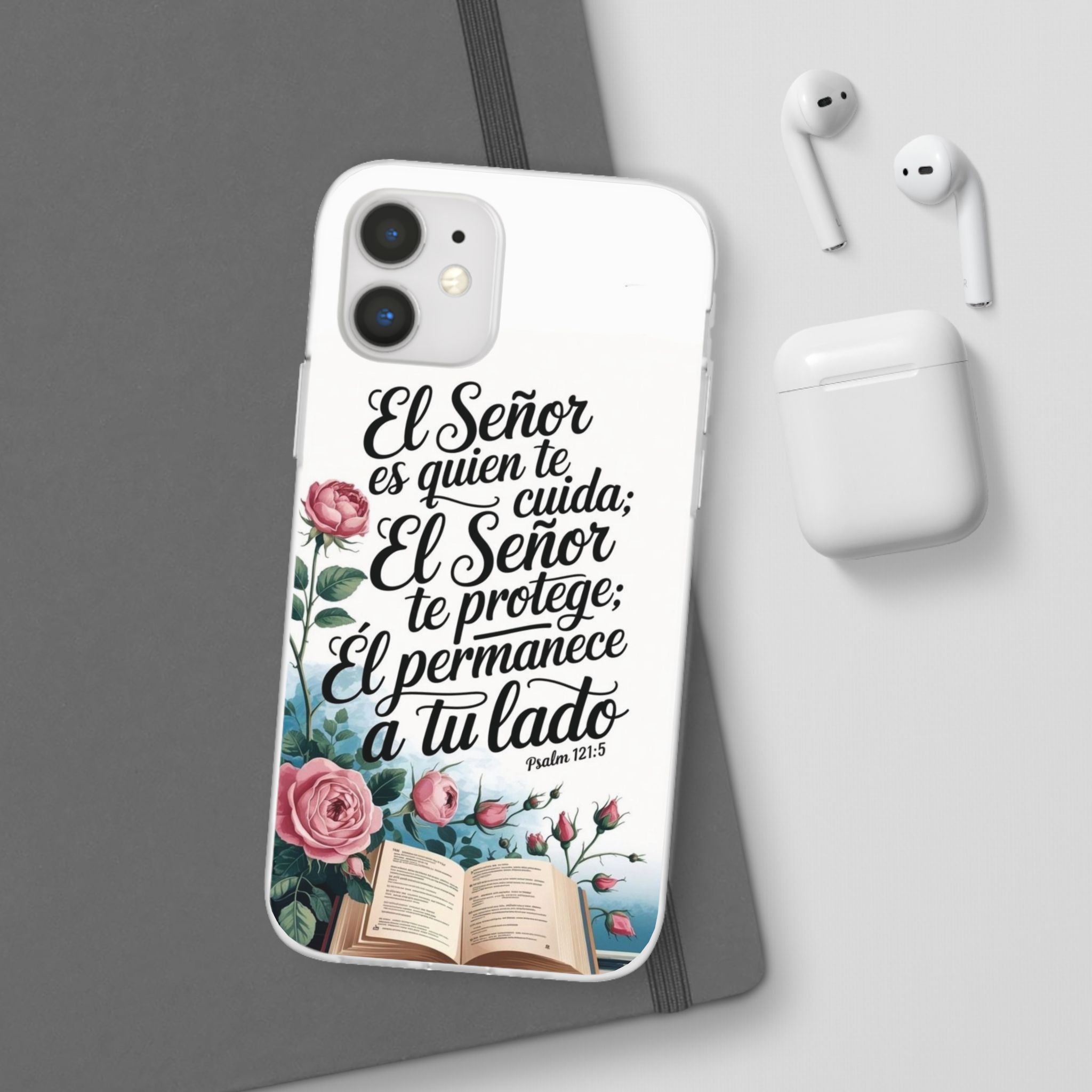 Inspirational Phone Case with Psalm 121:5 Quote, Flexi Case for Protection, Bible Verse Case, Gift for Faith Lovers, Spiritual Décor