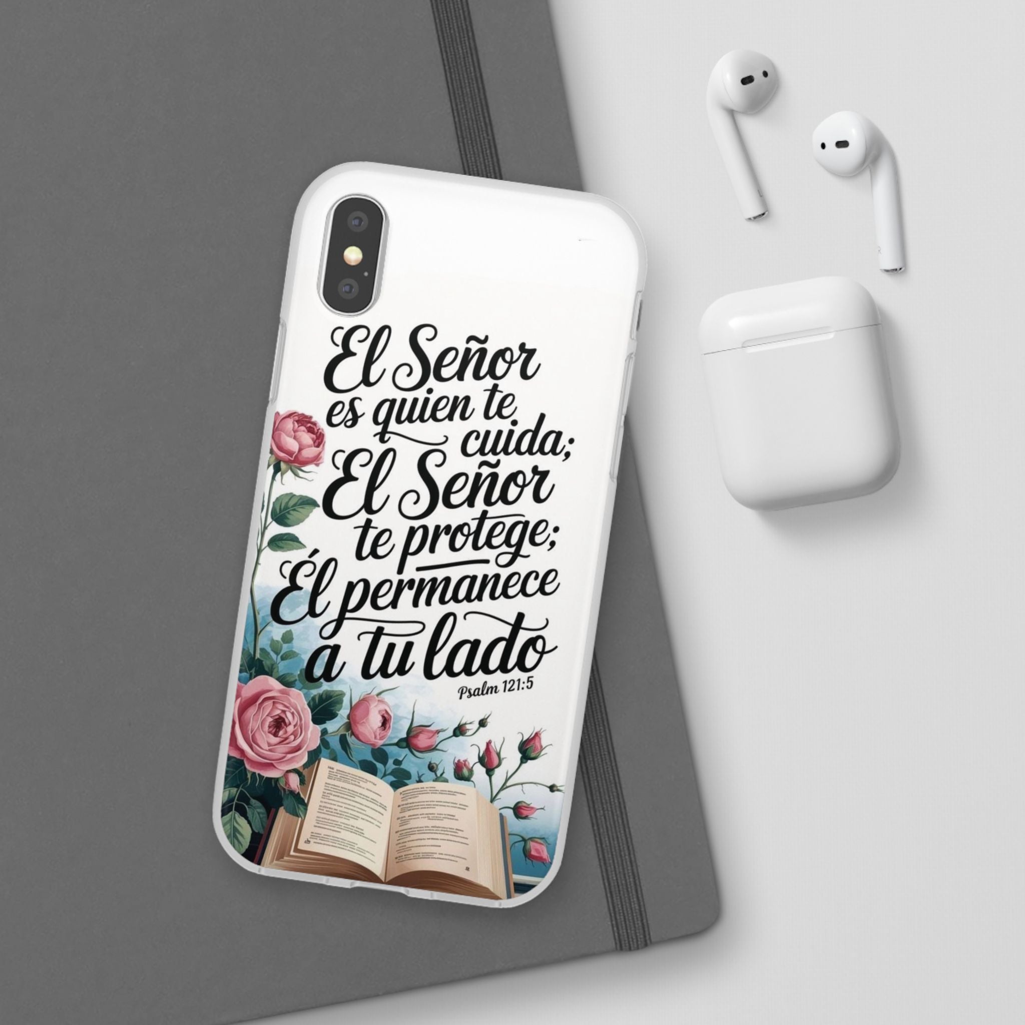 Inspirational Phone Case with Psalm 121:5 Quote, Flexi Case for Protection, Bible Verse Case, Gift for Faith Lovers, Spiritual Décor