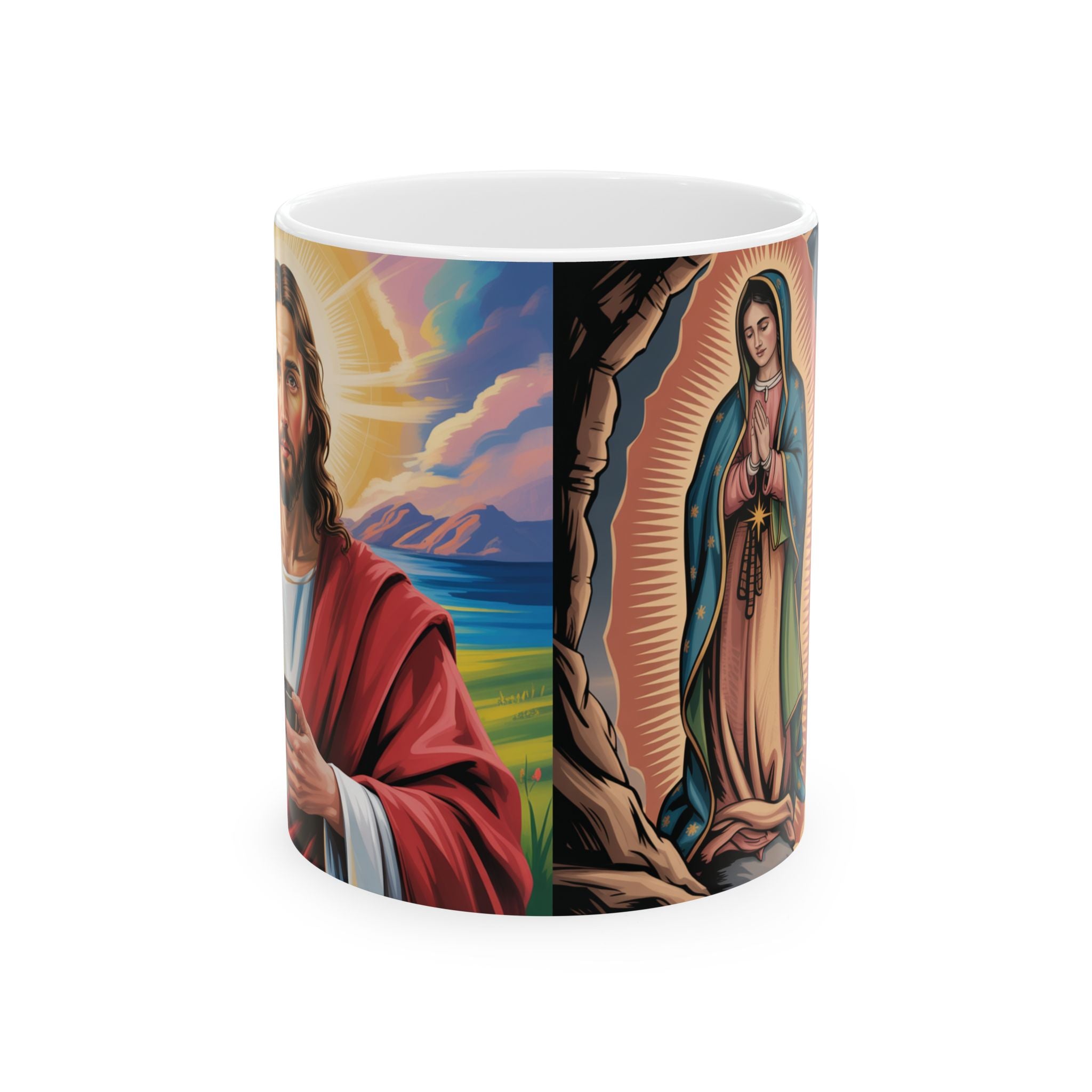Jesus Christ/ Virgin Mary Mug, Spiritual Drinking Cup, Faith-Inspired Gift, Christian Keychains, Church Celebration, Inspirational Motivational