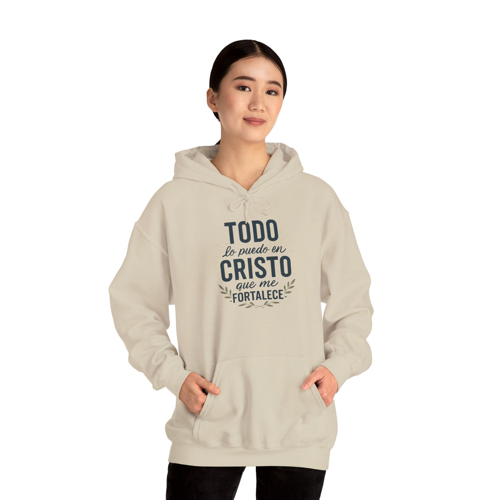 Christian Hoodie - "Todo lo puedo en Cristo" / "Dios te bendiga" Inspirational Spanish Pullover