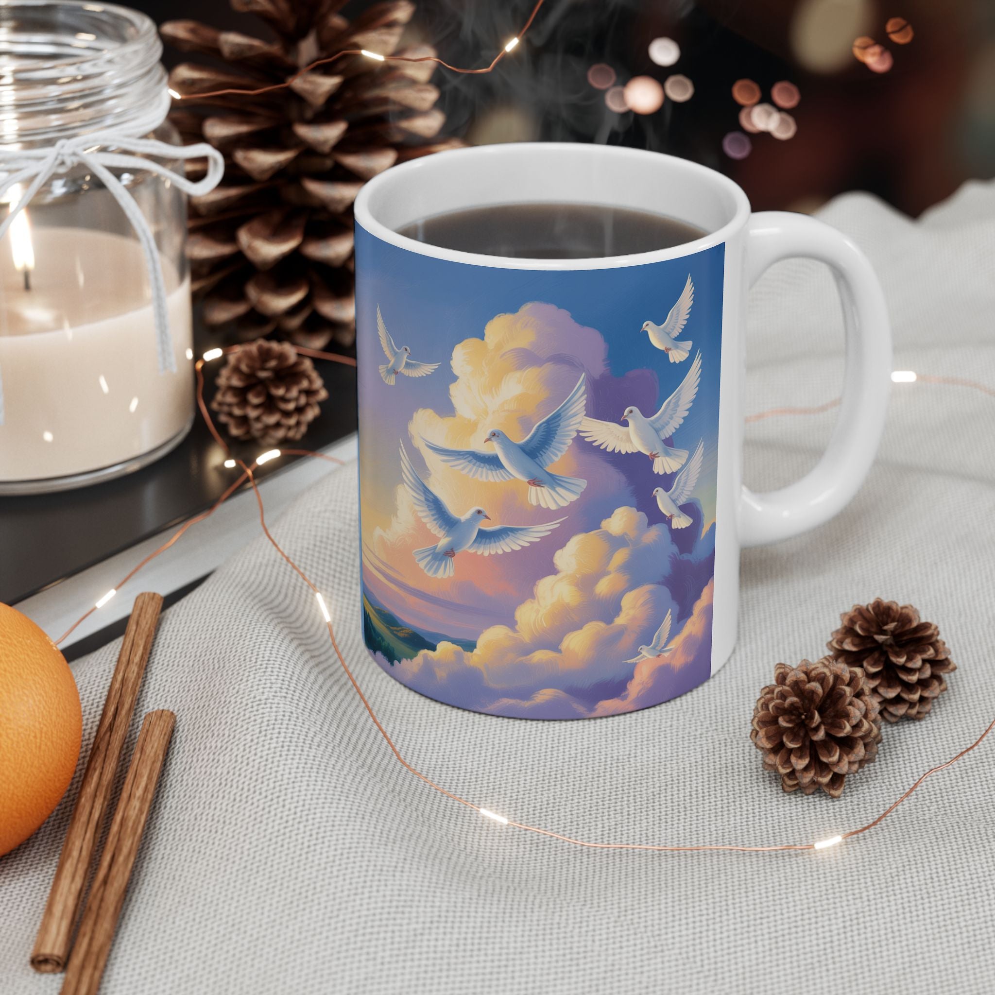 Inspirational Ceramic Mug - Uplifting Design with Biblical Quotes, Coffee Cup, Gift for Christians, Salmos 51:10, Spiritual Decor