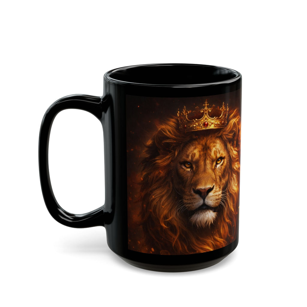 Lion of Judah Black Mug — "El León de la Tribu de Judá" Christian Coffee Cup