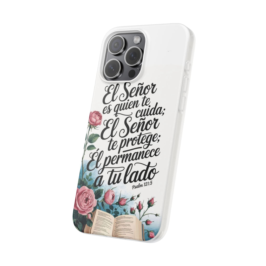Inspirational Phone Case with Psalm 121:5 Quote, Flexi Case for Protection, Bible Verse Case, Gift for Faith Lovers, Spiritual Décor