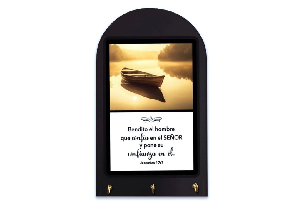 Porta Llaves de Madera con Ganchos: Mensajes Bíblicos