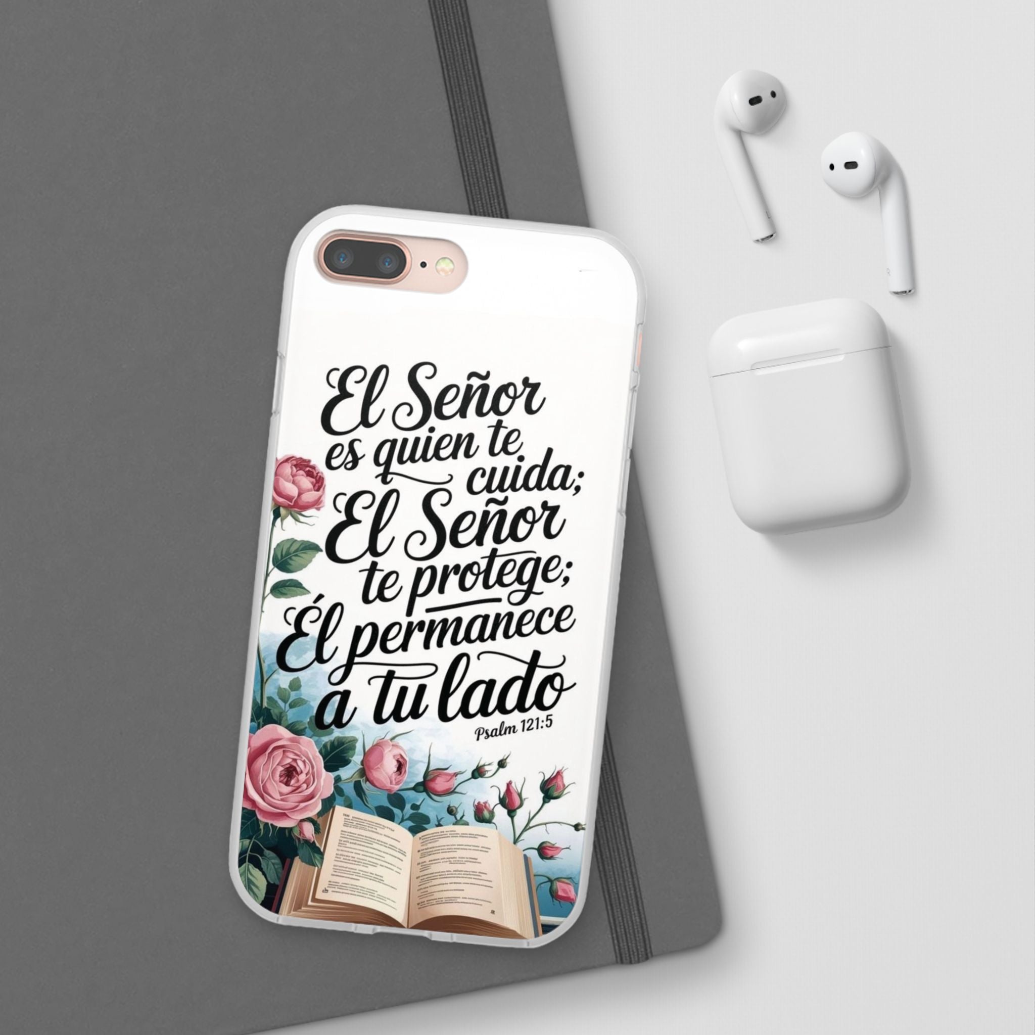 Inspirational Phone Case with Psalm 121:5 Quote, Flexi Case for Protection, Bible Verse Case, Gift for Faith Lovers, Spiritual Décor
