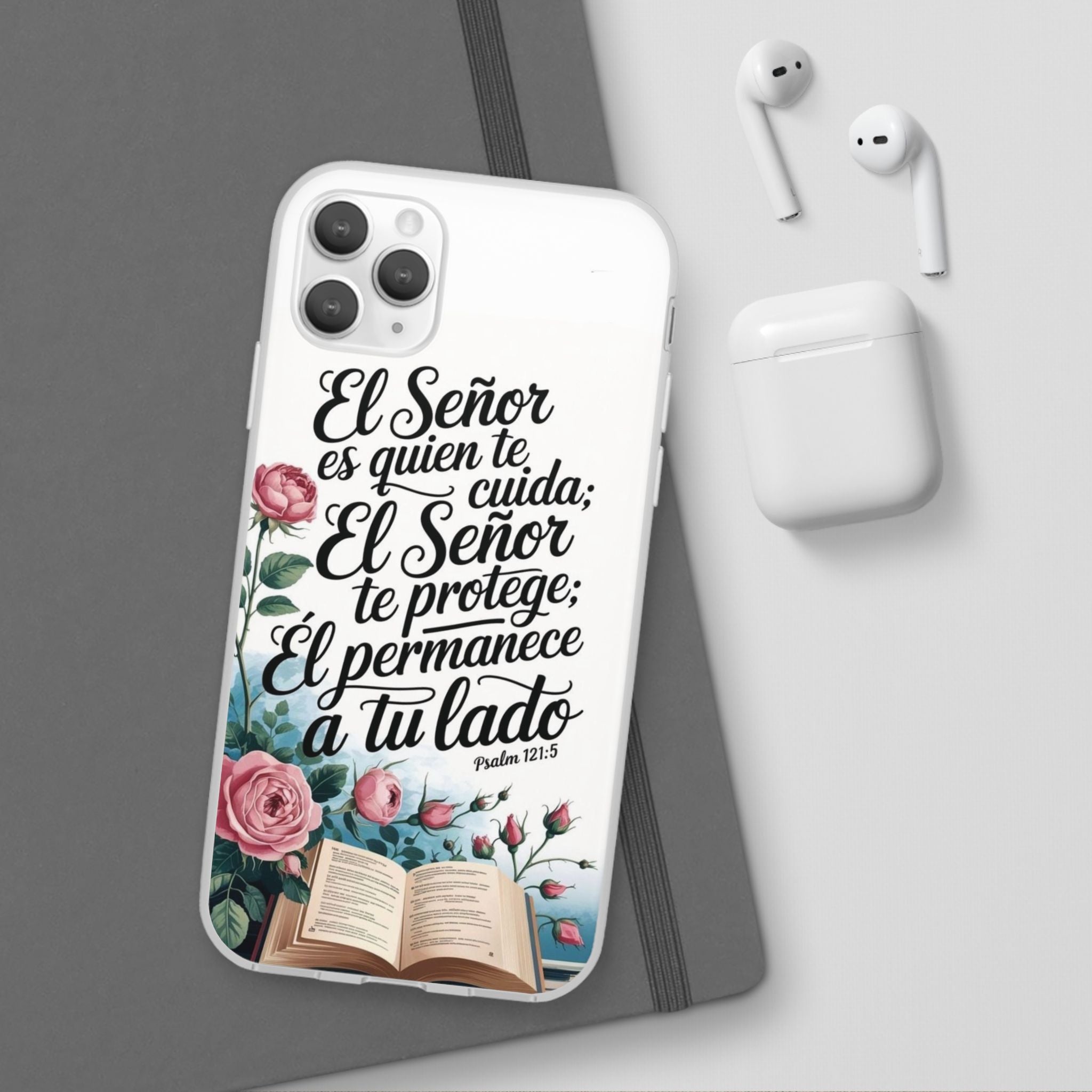 Inspirational Phone Case with Psalm 121:5 Quote, Flexi Case for Protection, Bible Verse Case, Gift for Faith Lovers, Spiritual Décor