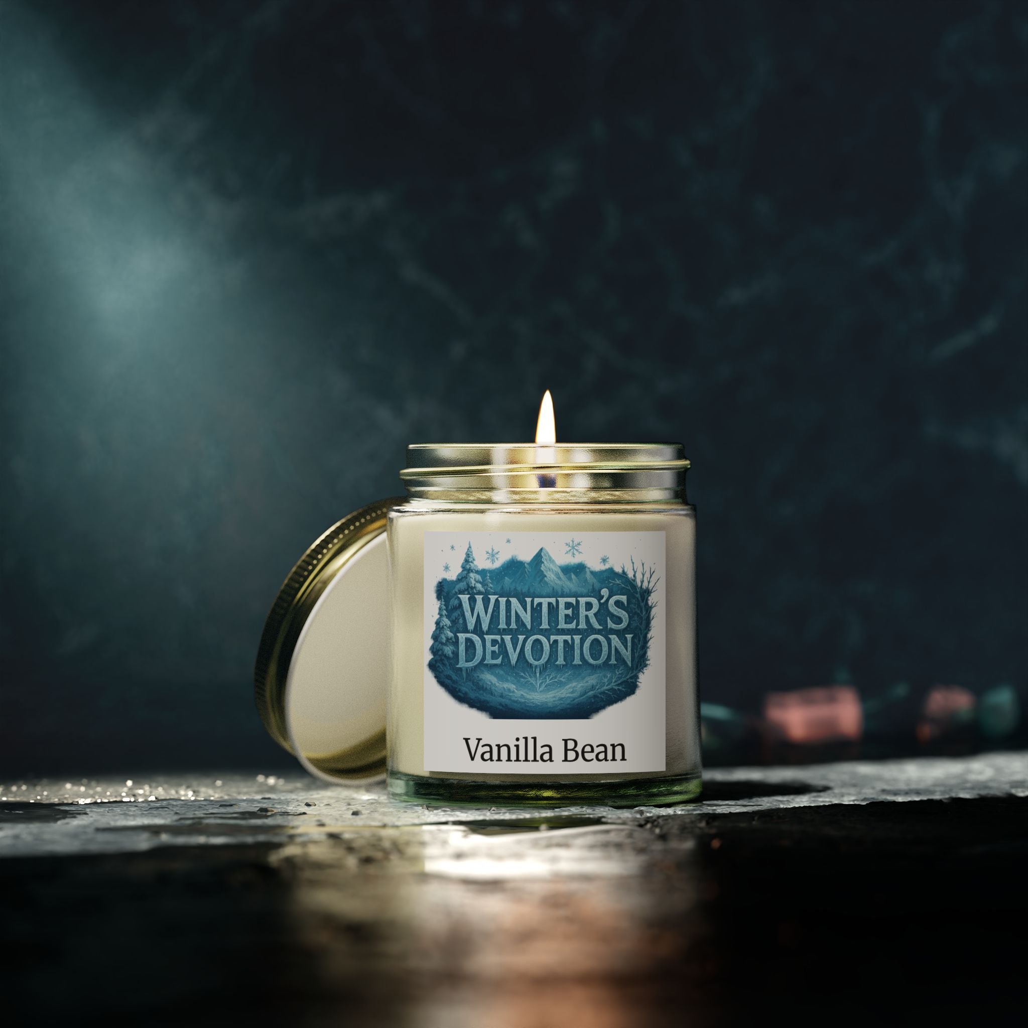 Warm Winter's Devotion Scented Candle - Coconut Apricot Wax, Cozy Home Fragrance, Gift for Holidays, Relaxation