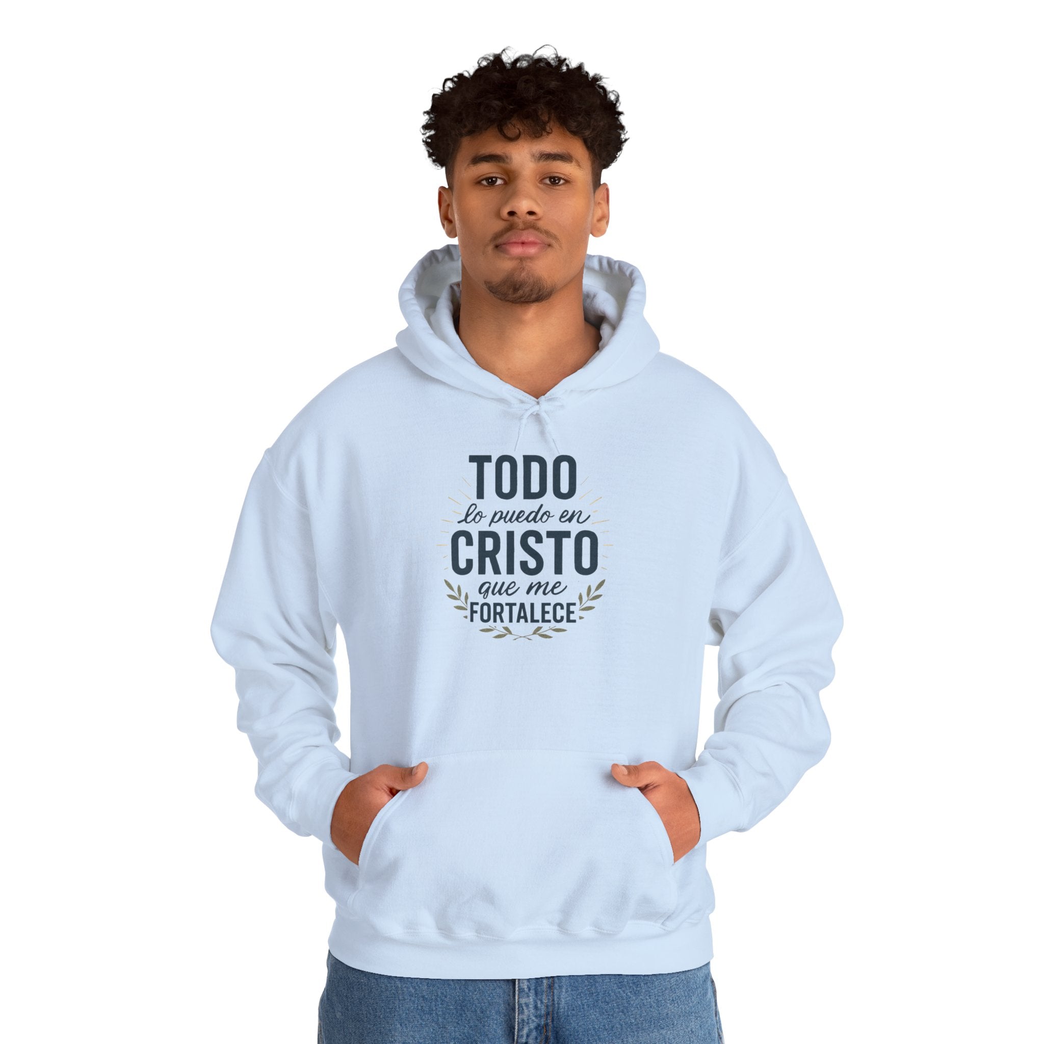 Christian Hoodie - "Todo lo puedo en Cristo" / "Dios te bendiga" Inspirational Spanish Pullover