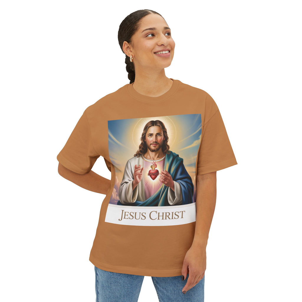 Spiritual Oversized Tee - Vintage Jesus & Virgin Mary Graphic Tee, Faith-Based Fashion, Unisex Gift, Christian Apparel, Nostalgic Tee