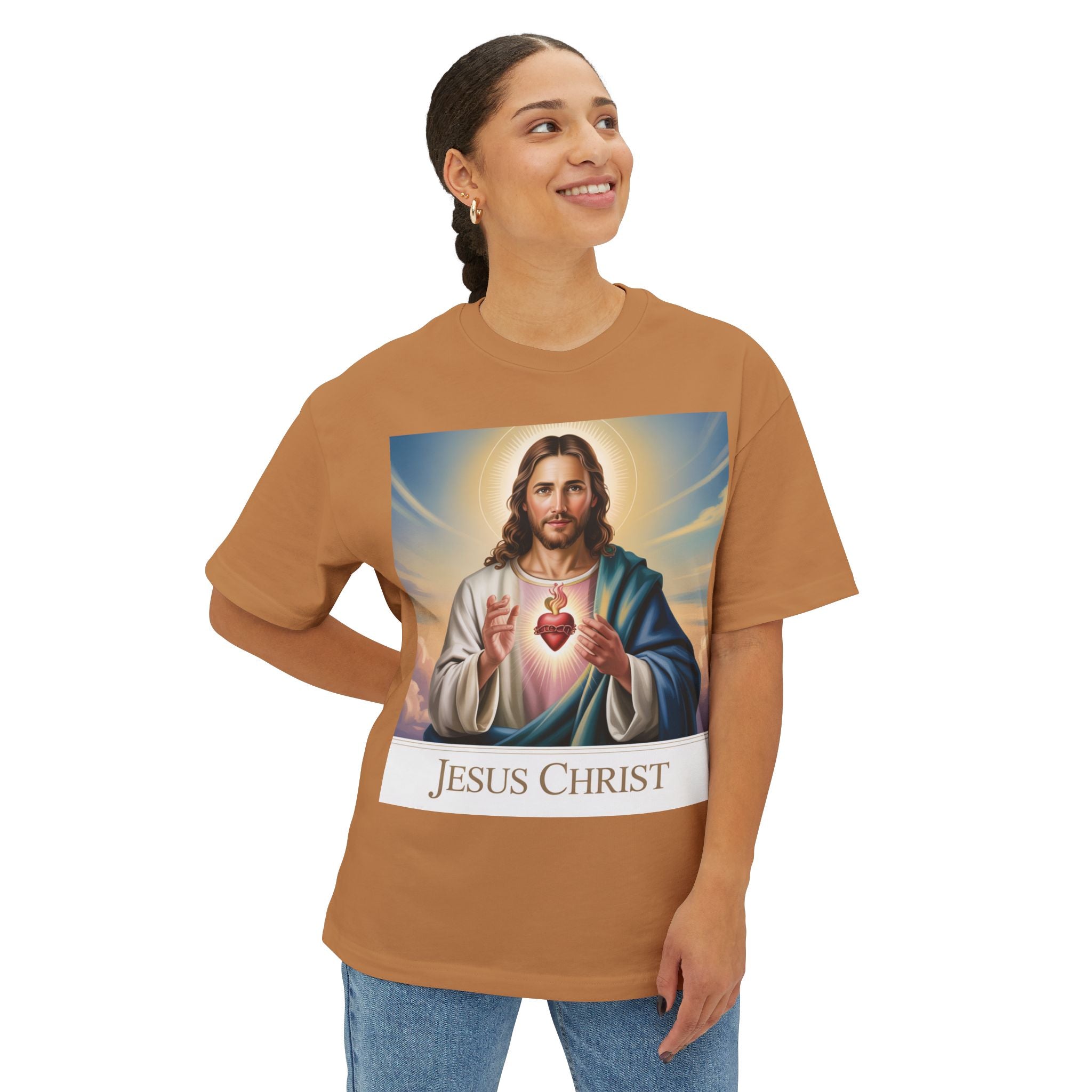 Spiritual Oversized Tee - Vintage Jesus & Virgin Mary Graphic Tee, Faith-Based Fashion, Unisex Gift, Christian Apparel, Nostalgic Tee