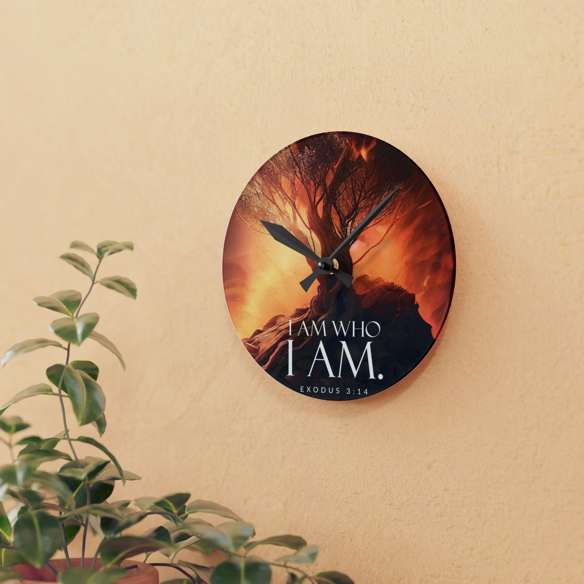 Exquisite Acrylic Wall Clock - "I Am Who I Am" Design, Inspirational Decor, Christian Gift, Unique Home Accent, Modern Scripture Wall Art