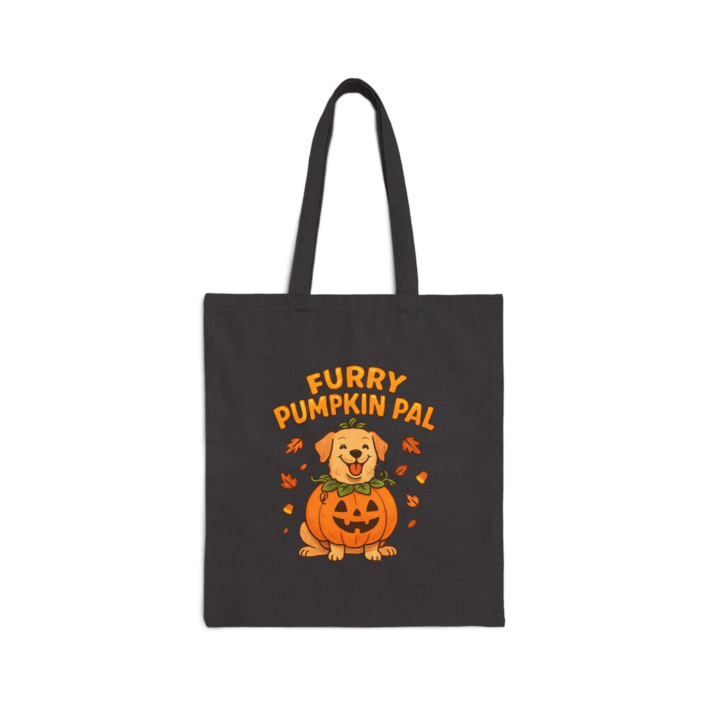 Furry Pumpkin Pal - Halloween Cotton Canvas Tote Bag