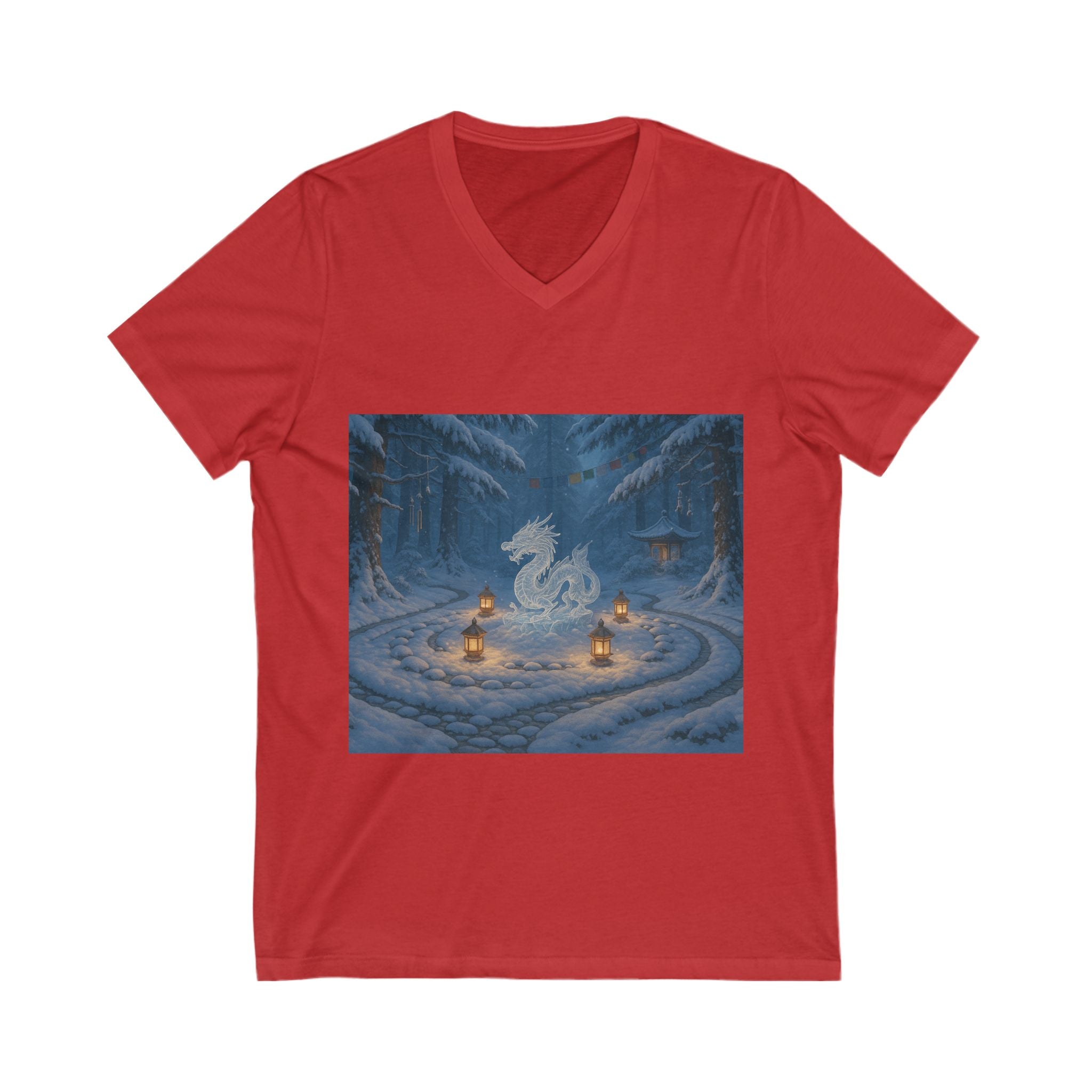Mystical Dragon V-Neck Tee - Unisex Shirt for Fantasy Lovers, Cozy Gift for Him/Her, Perfect for Gaming/Merch, Unique Holiday Wear