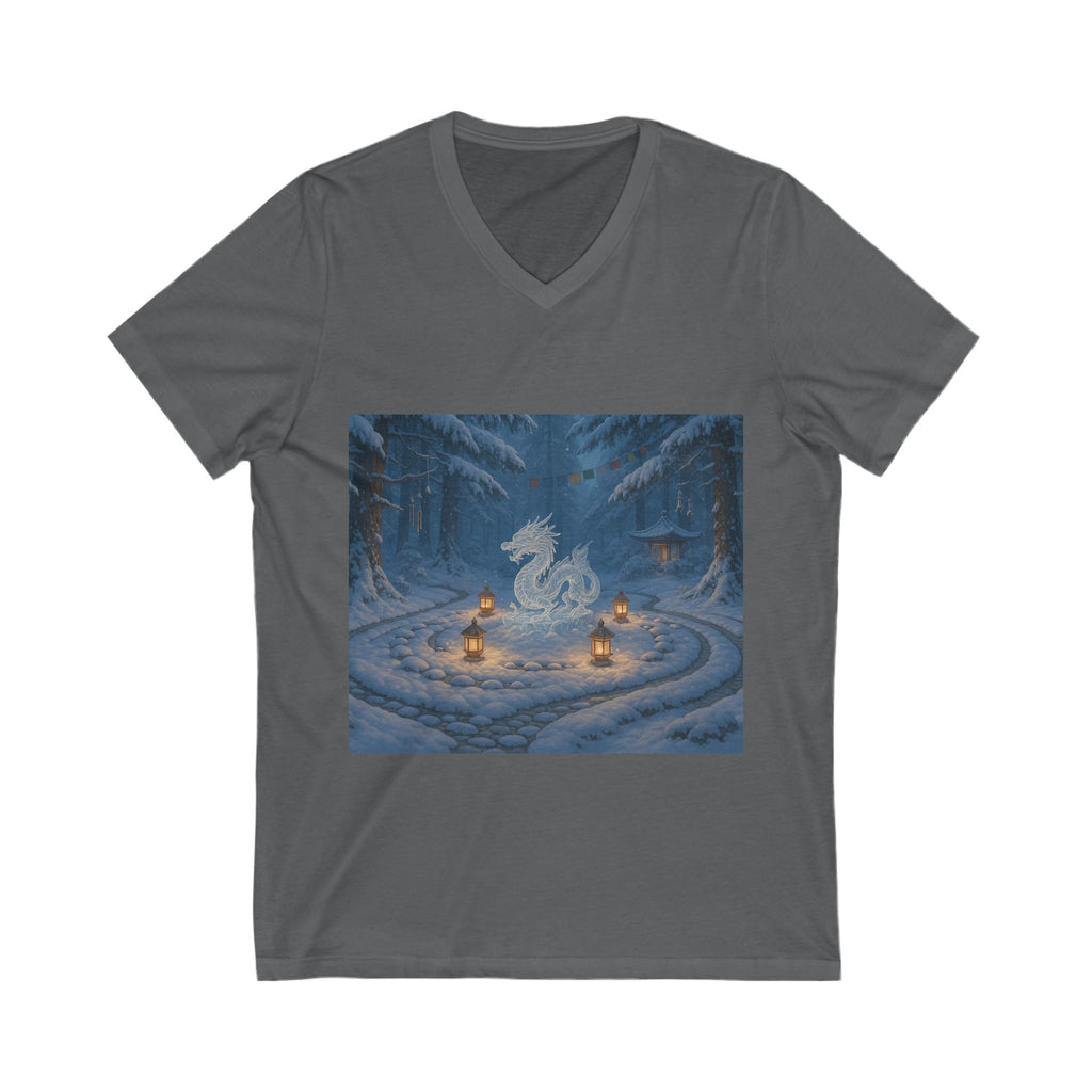 Mystical Dragon V-Neck Tee - Unisex Shirt for Fantasy Lovers, Cozy Gift for Him/Her, Perfect for Gaming/Merch, Unique Holiday Wear