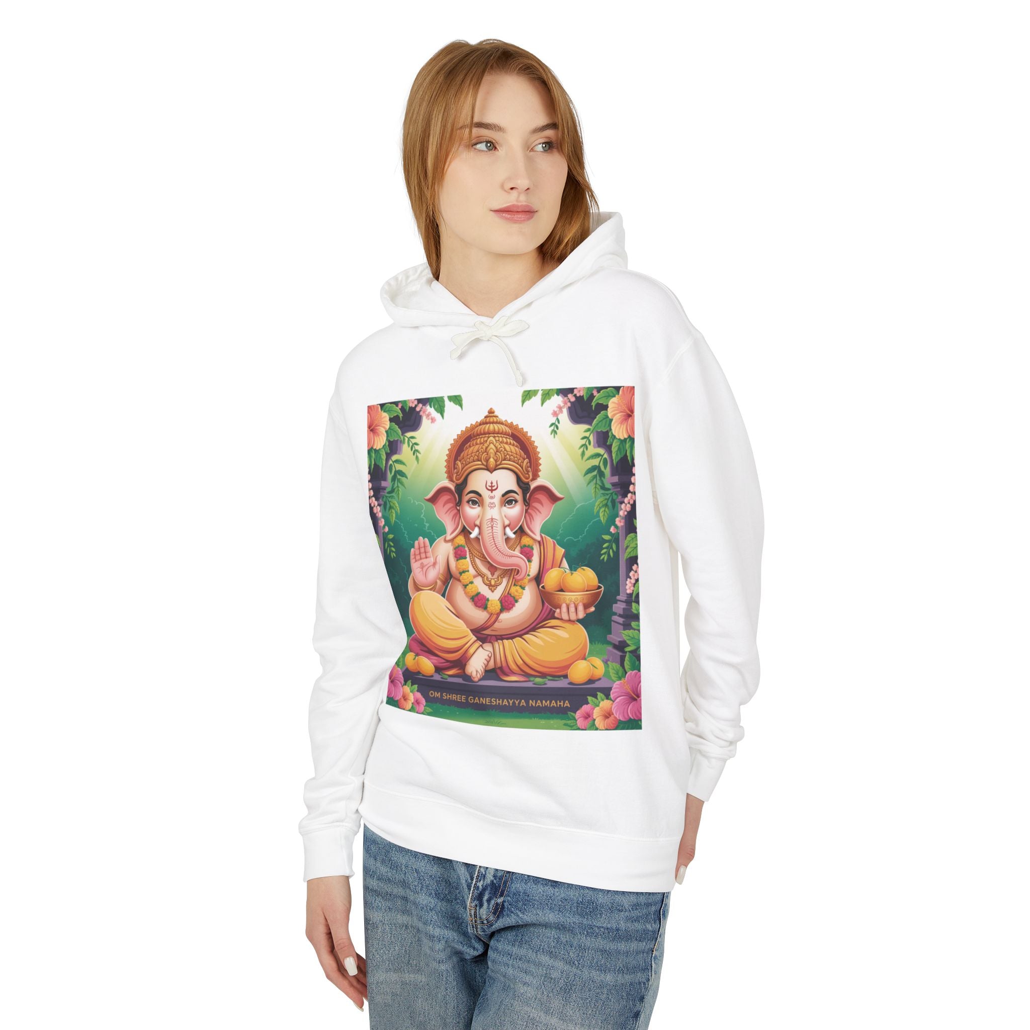 Spiritual Unisex Hoodie, Inspirational Hooded Sweatshirt, Yoga Apparel, Meditation Fashion, Ganesh and Om Design