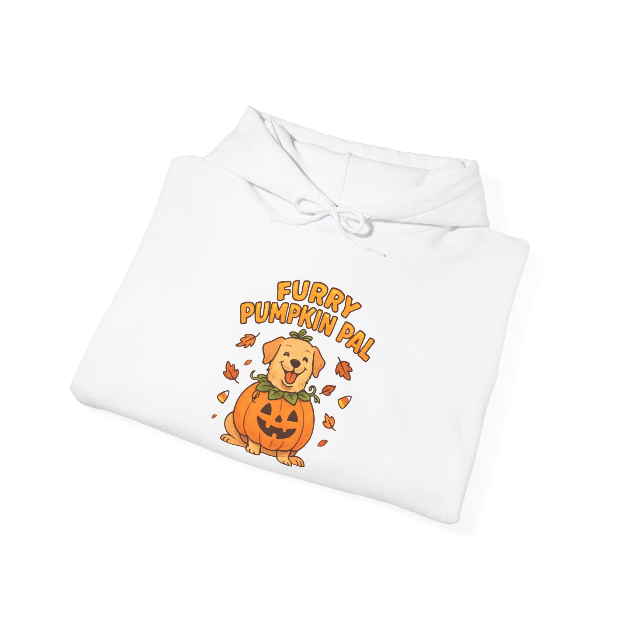 Furry Pumpkin Pal - Halloween Unisex Heavy Blend™ Hooded Sweatshirt