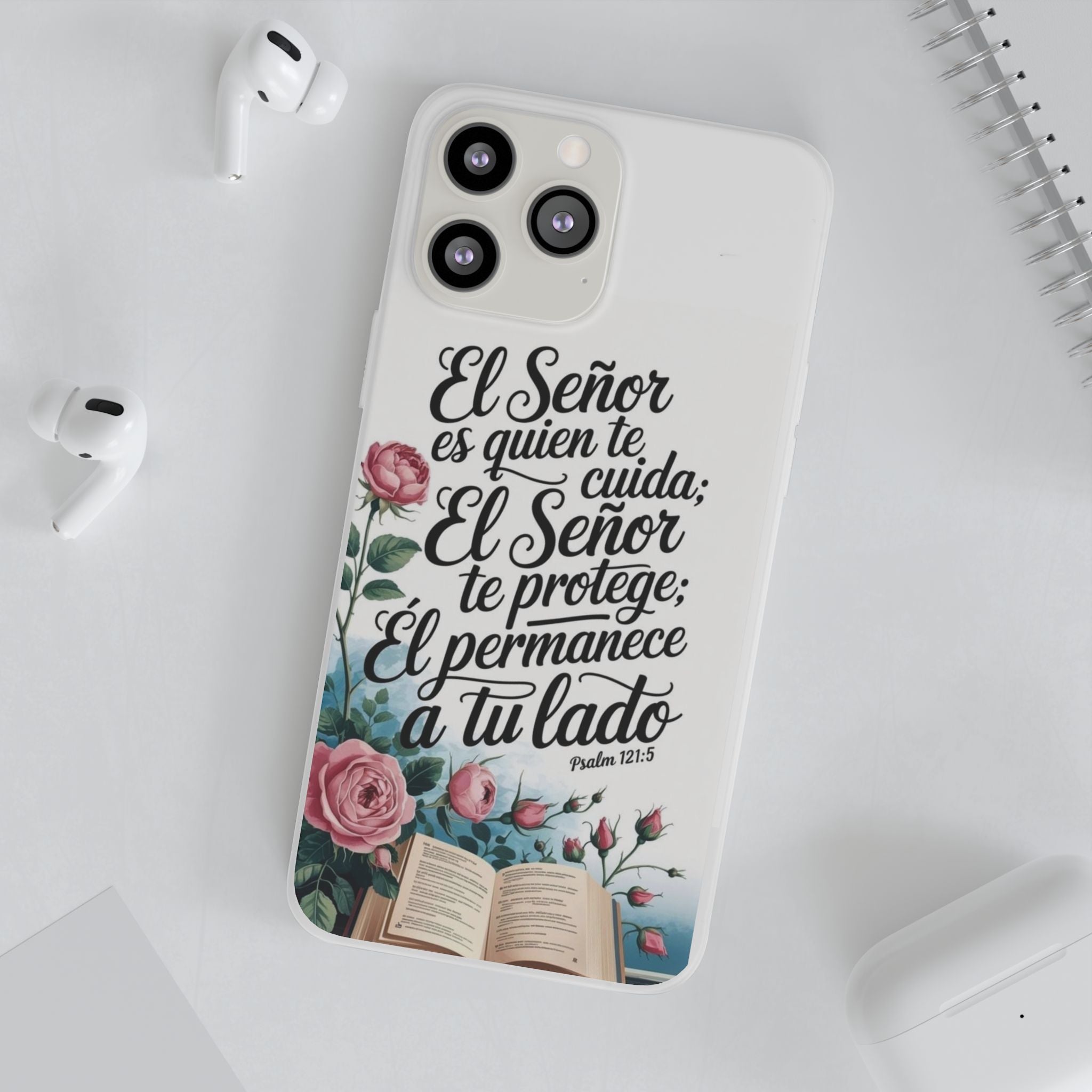 Inspirational Phone Case with Psalm 121:5 Quote, Flexi Case for Protection, Bible Verse Case, Gift for Faith Lovers, Spiritual Décor
