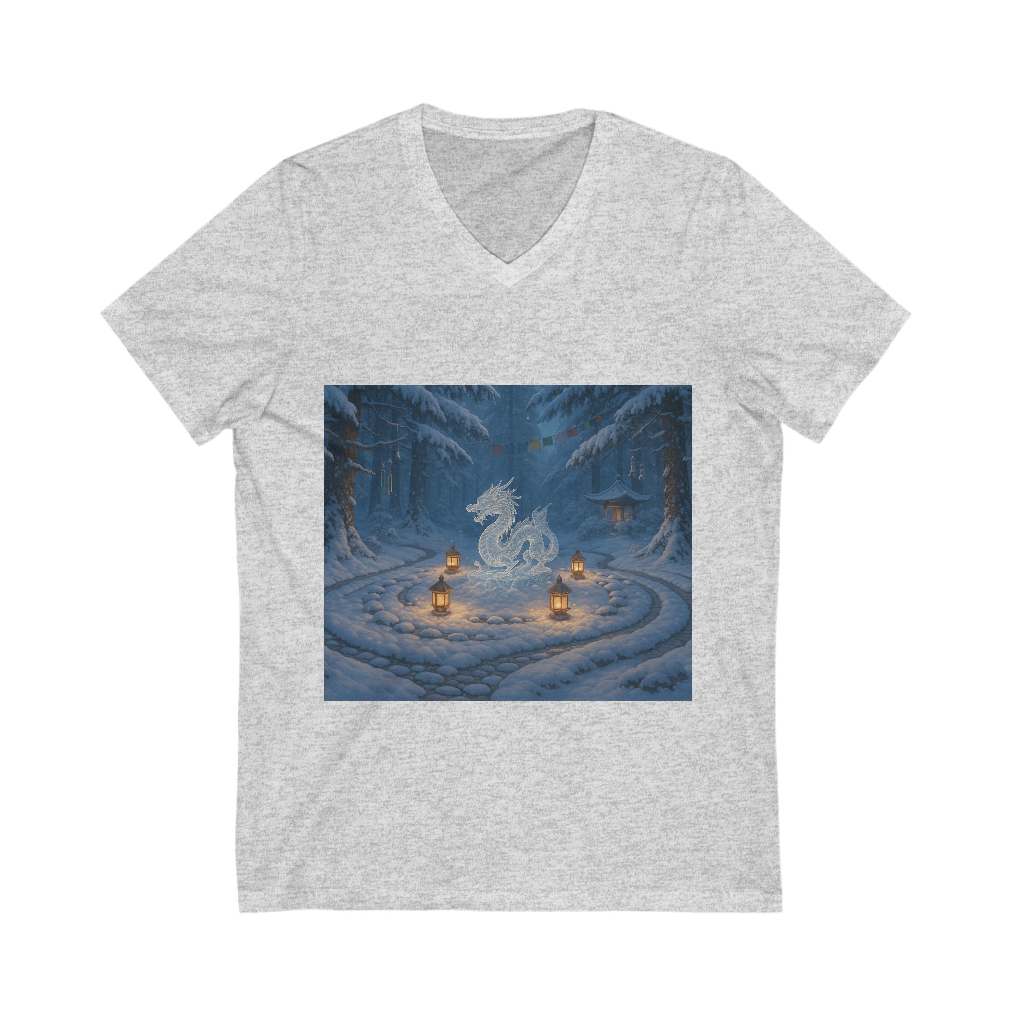 Mystical Dragon V-Neck Tee - Unisex Shirt for Fantasy Lovers, Cozy Gift for Him/Her, Perfect for Gaming/Merch, Unique Holiday Wear
