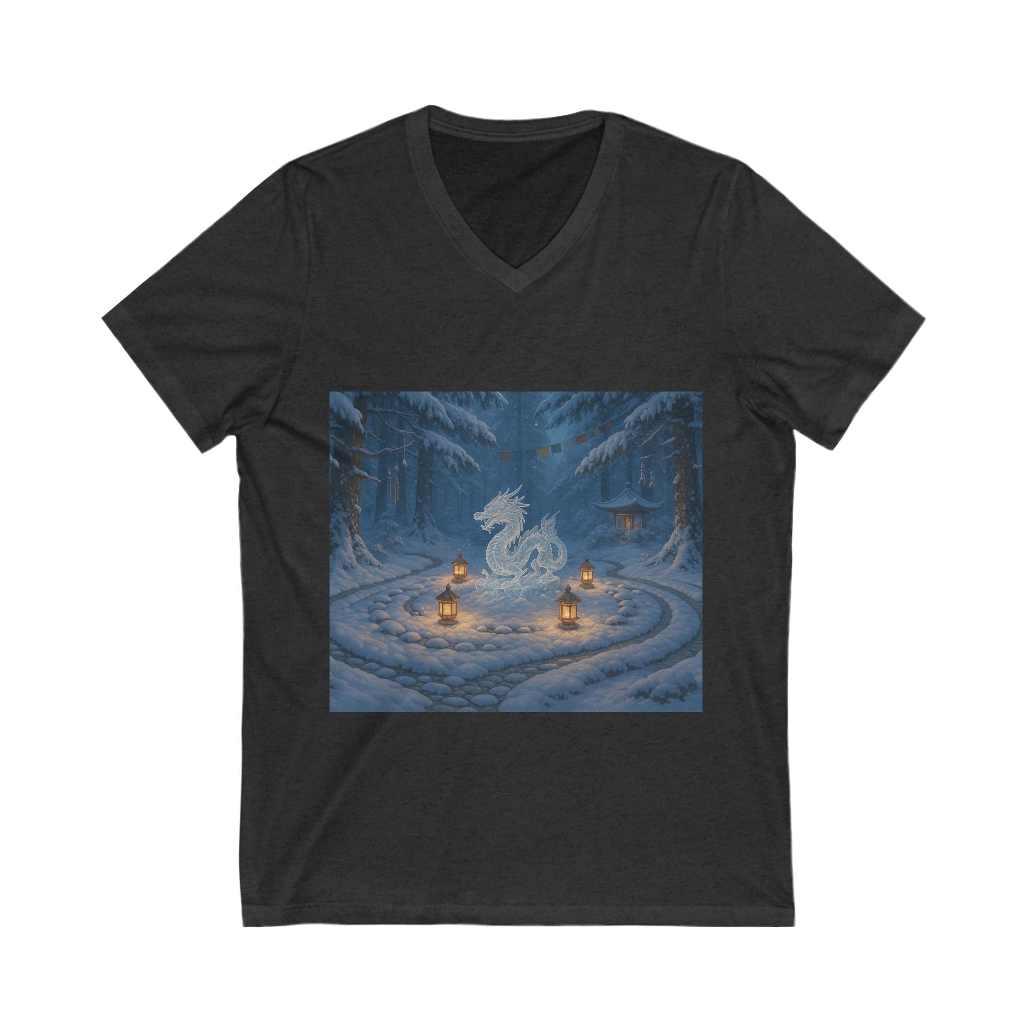 Mystical Dragon V-Neck Tee - Unisex Shirt for Fantasy Lovers, Cozy Gift for Him/Her, Perfect for Gaming/Merch, Unique Holiday Wear