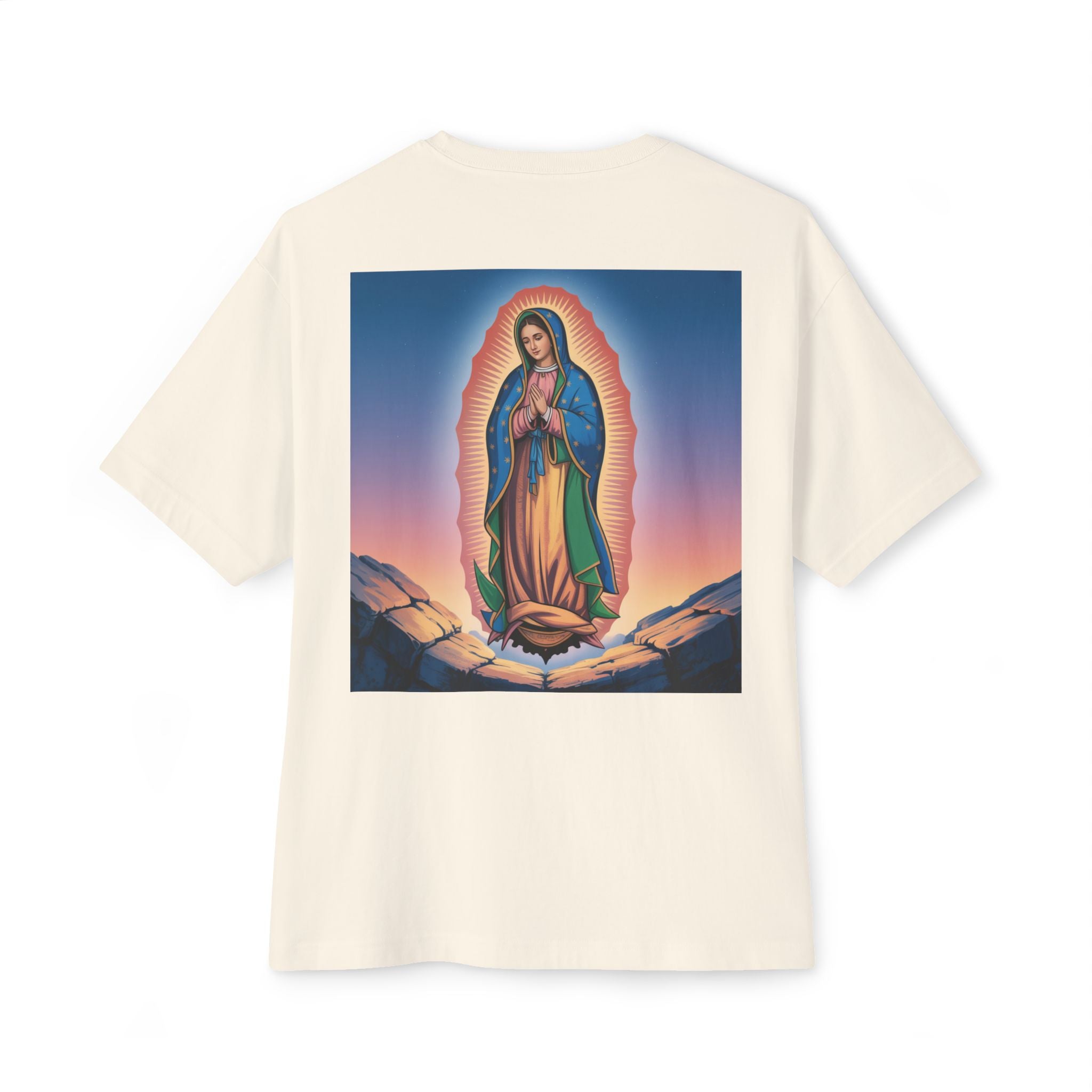 Spiritual Oversized Tee - Vintage Jesus & Virgin Mary Graphic Tee, Faith-Based Fashion, Unisex Gift, Christian Apparel, Nostalgic Tee