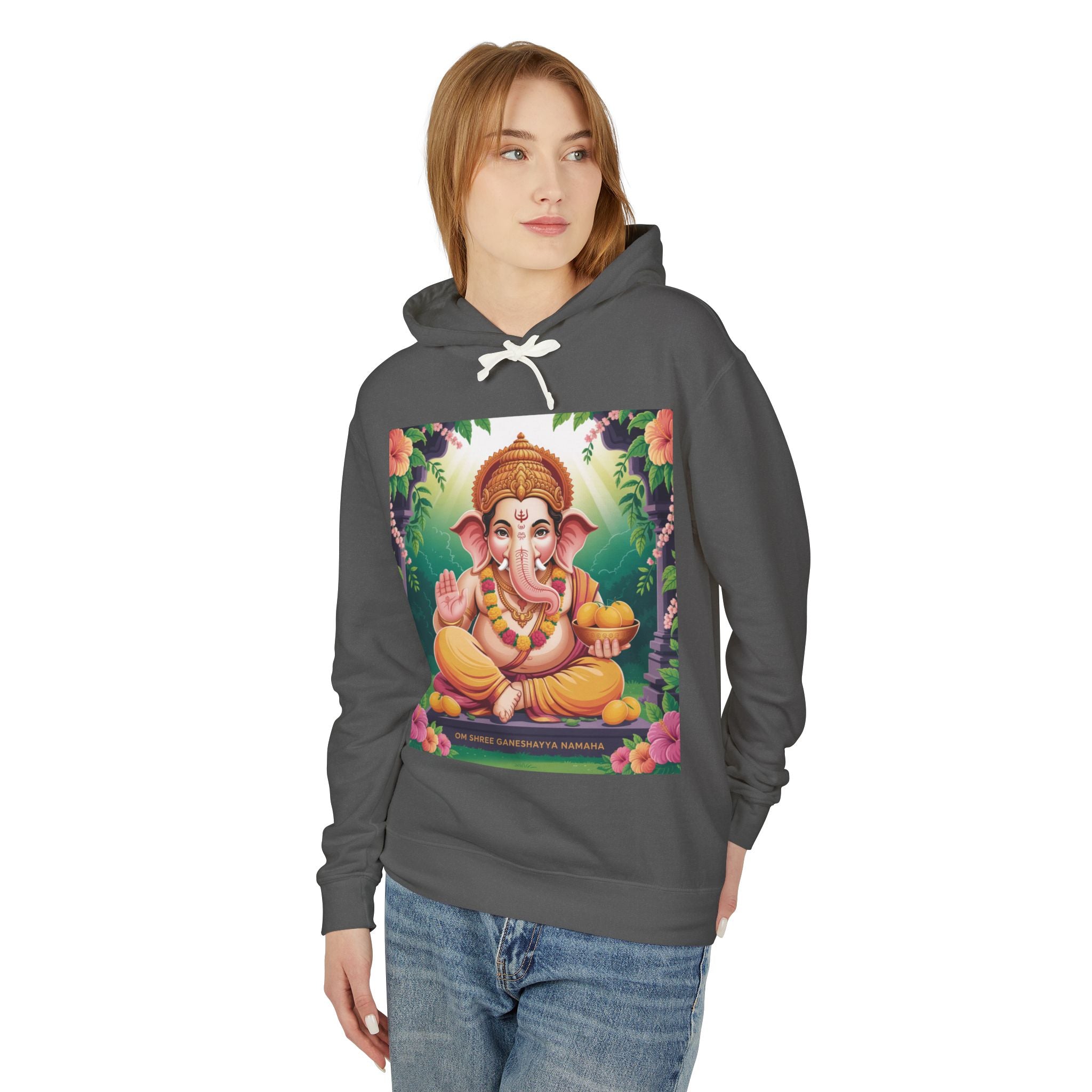 Spiritual Unisex Hoodie, Inspirational Hooded Sweatshirt, Yoga Apparel, Meditation Fashion, Ganesh and Om Design