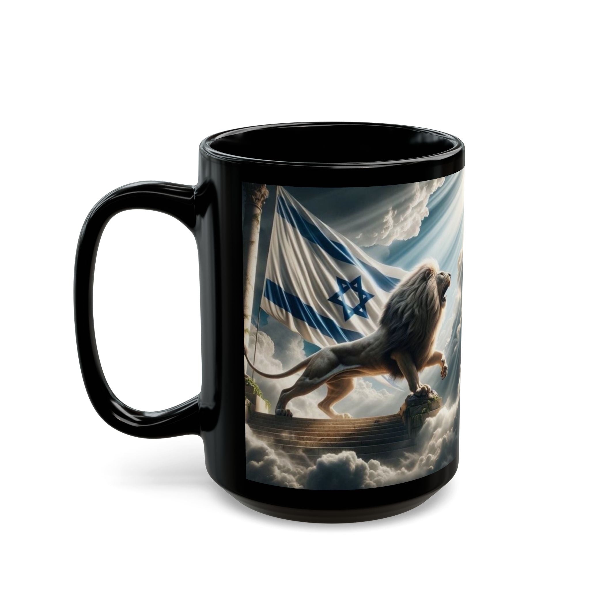 Star of David Black Ceramic Mug — Spiritual Jewish Coffee Cup (11oz & 15oz)