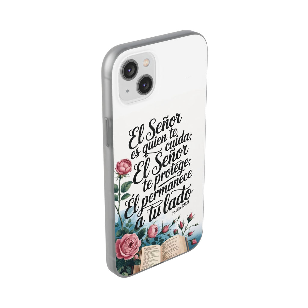 Inspirational Phone Case with Psalm 121:5 Quote, Flexi Case for Protection, Bible Verse Case, Gift for Faith Lovers, Spiritual Décor