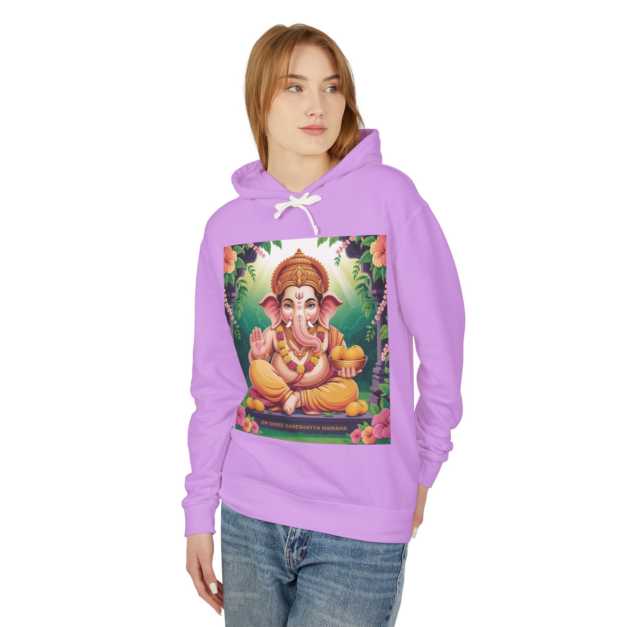 Spiritual Unisex Hoodie, Inspirational Hooded Sweatshirt, Yoga Apparel, Meditation Fashion, Ganesh and Om Design