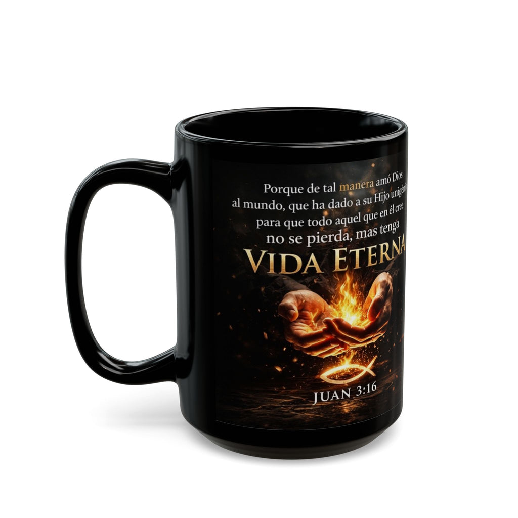 Religious Mug - "El Señor es mi Fortaleza y mi Escudo" Spanish Scripture Coffee Mug (Black, 11oz/15oz)