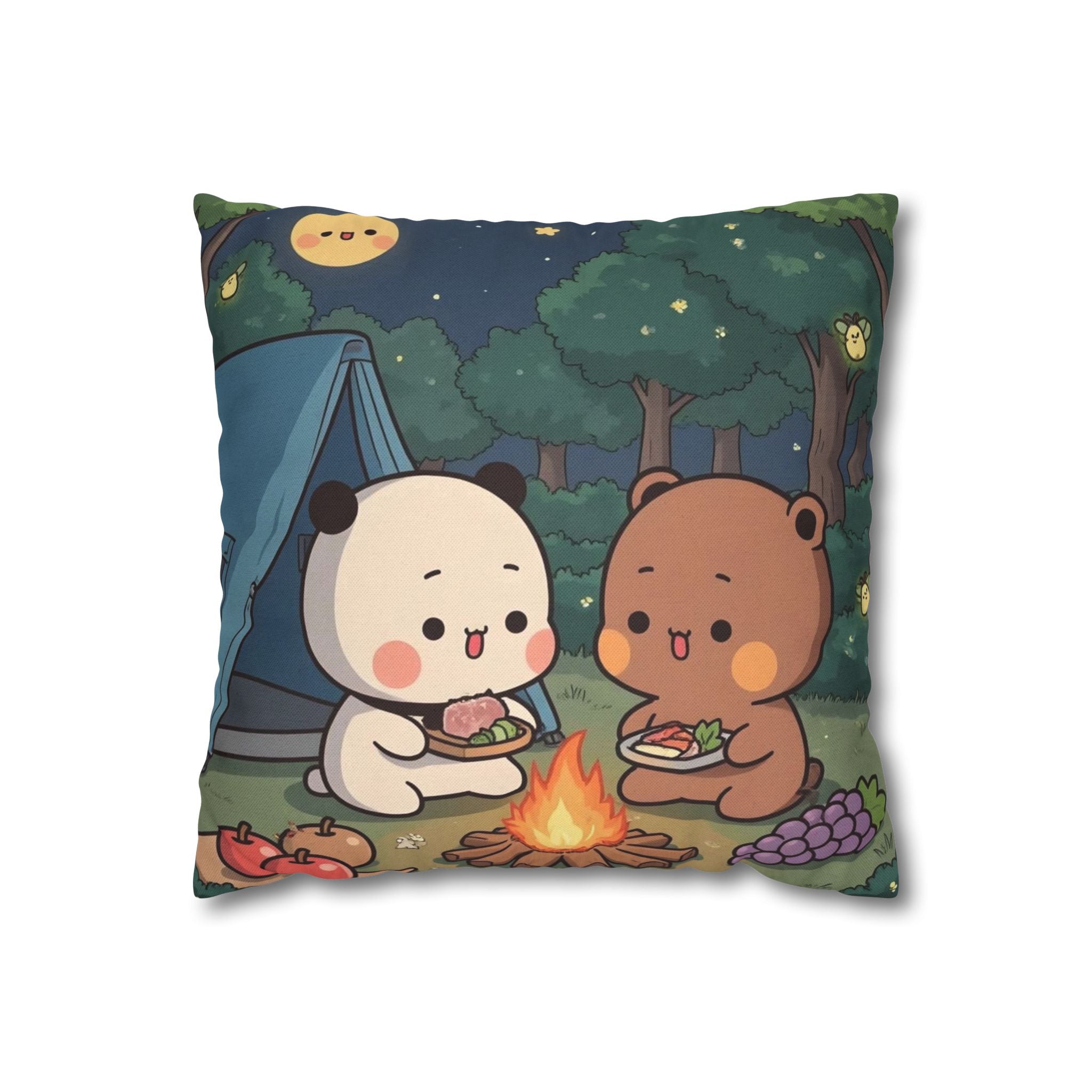Camping-Themed Pillowcase, Cozy Bedroom Decor, Cute Forest Animals, Ideal for Gifts, Kid's Room, Outdoor Lovers