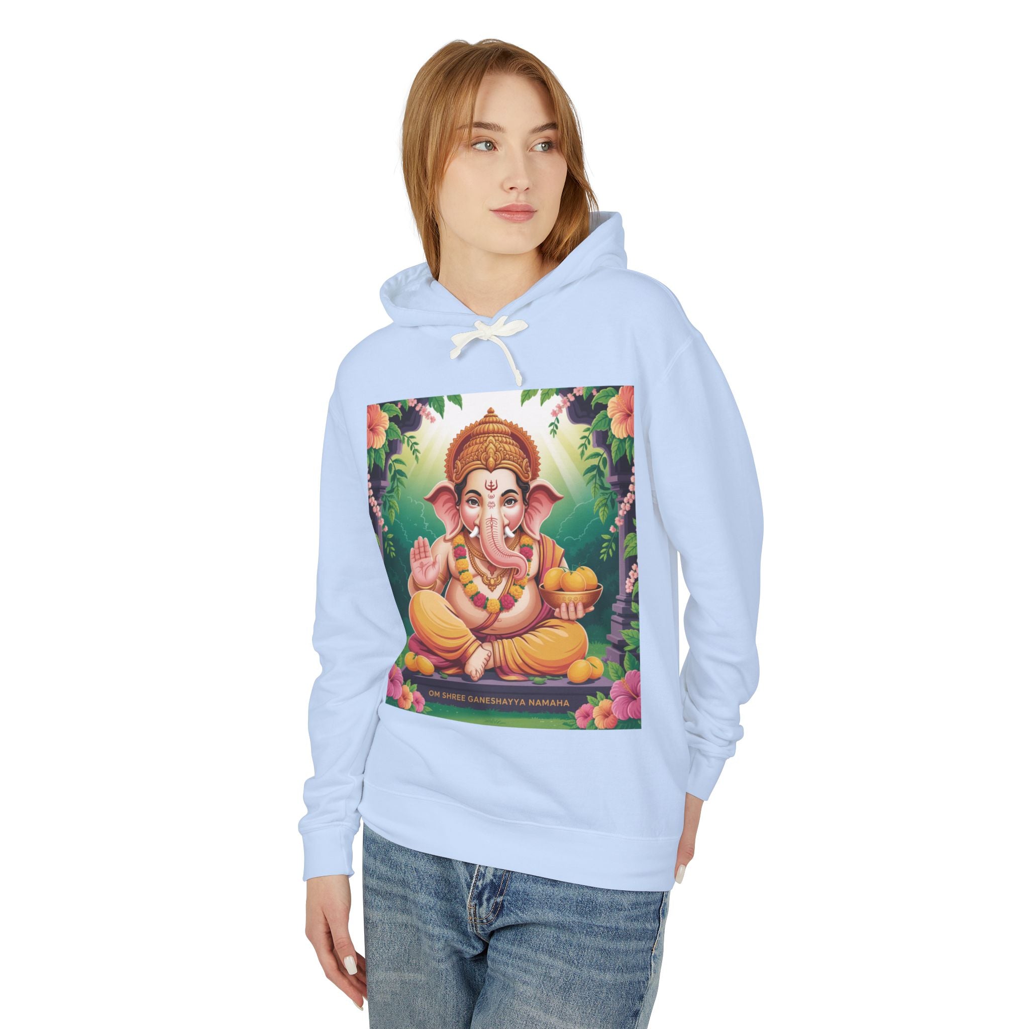 Spiritual Unisex Hoodie, Inspirational Hooded Sweatshirt, Yoga Apparel, Meditation Fashion, Ganesh and Om Design