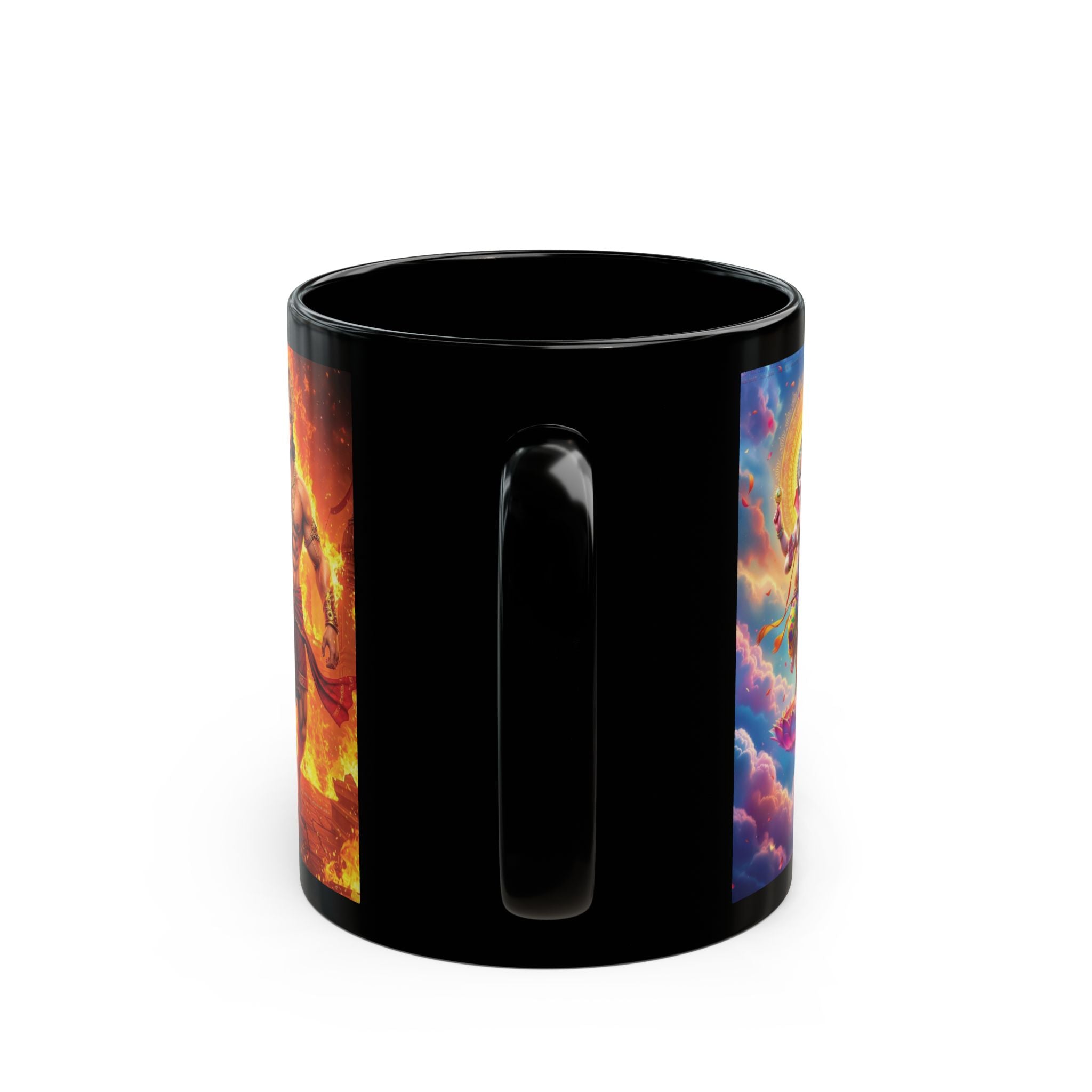 Shiva, Ganesha, Parvati Black Mug with Hindu Deities - Coffee Cup for Devotees, Gift for Diwali, Meditation, Yoga, and Daily Inspiration