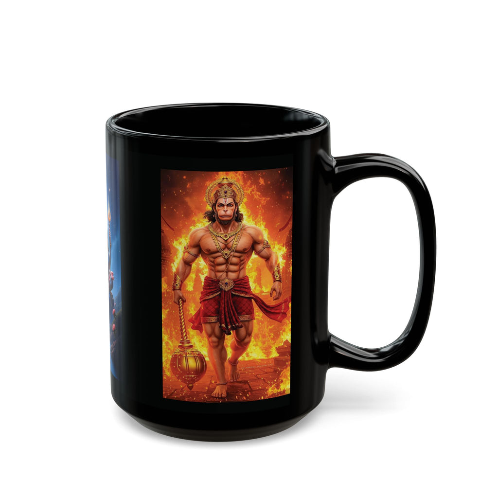 Shiva, Ganesha, Parvati Black Mug with Hindu Deities - Coffee Cup for Devotees, Gift for Diwali, Meditation, Yoga, and Daily Inspiration