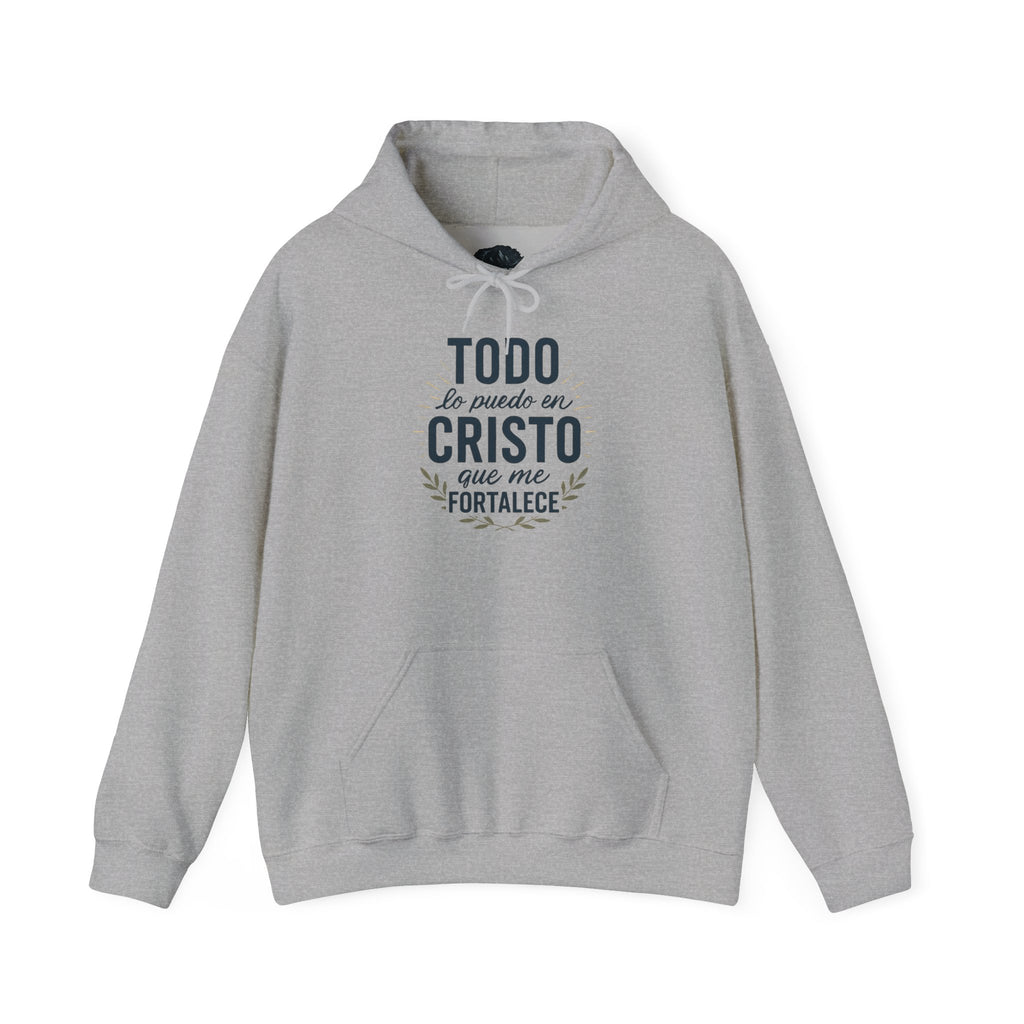 Christian Hoodie - "Todo lo puedo en Cristo" / "Dios te bendiga" Inspirational Spanish Pullover
