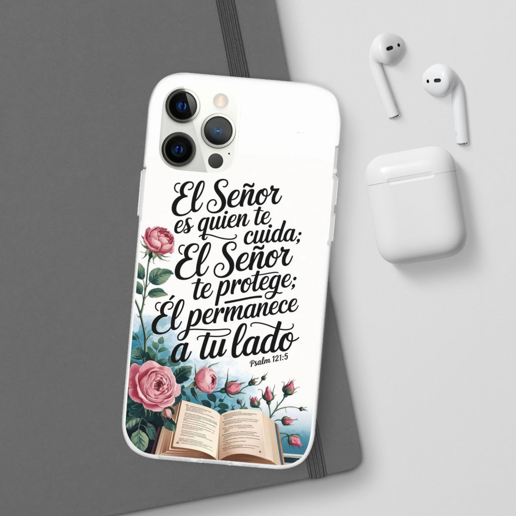 Inspirational Phone Case with Psalm 121:5 Quote, Flexi Case for Protection, Bible Verse Case, Gift for Faith Lovers, Spiritual Décor